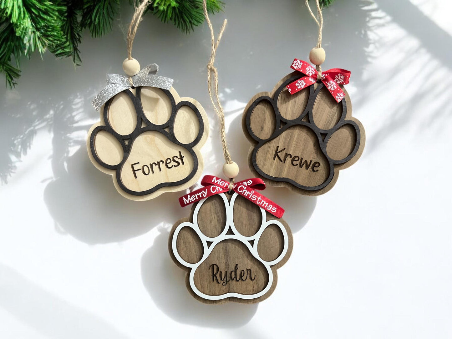 Personalized Paw Print Ornament, Pet Name Ornament, Dog Ornament, Engraved Paw Ornament, Pet Keepsake, Custom Pet Lover Gift,Christmas Decor