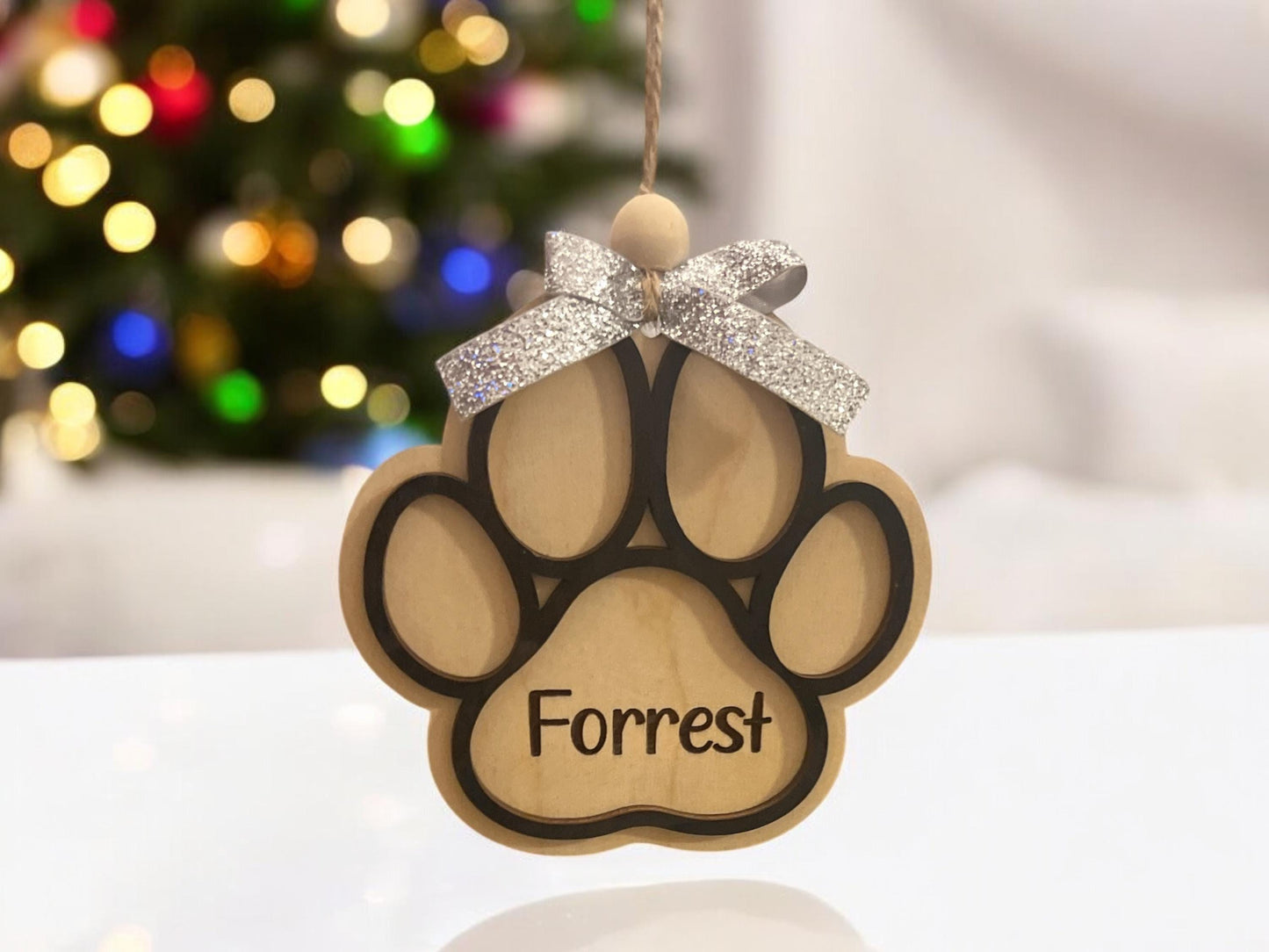 Personalized Paw Print Ornament, Pet Name Ornament, Dog Ornament, Engraved Paw Ornament, Pet Keepsake, Custom Pet Lover Gift,Christmas Decor