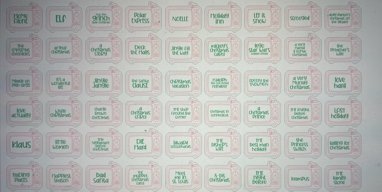 Christmas Movie Tokens, Christmas Countdown, Movie Bucket list, Advent Calendar tokens,Family Activity, Fun for kids, Christmas Elf idea