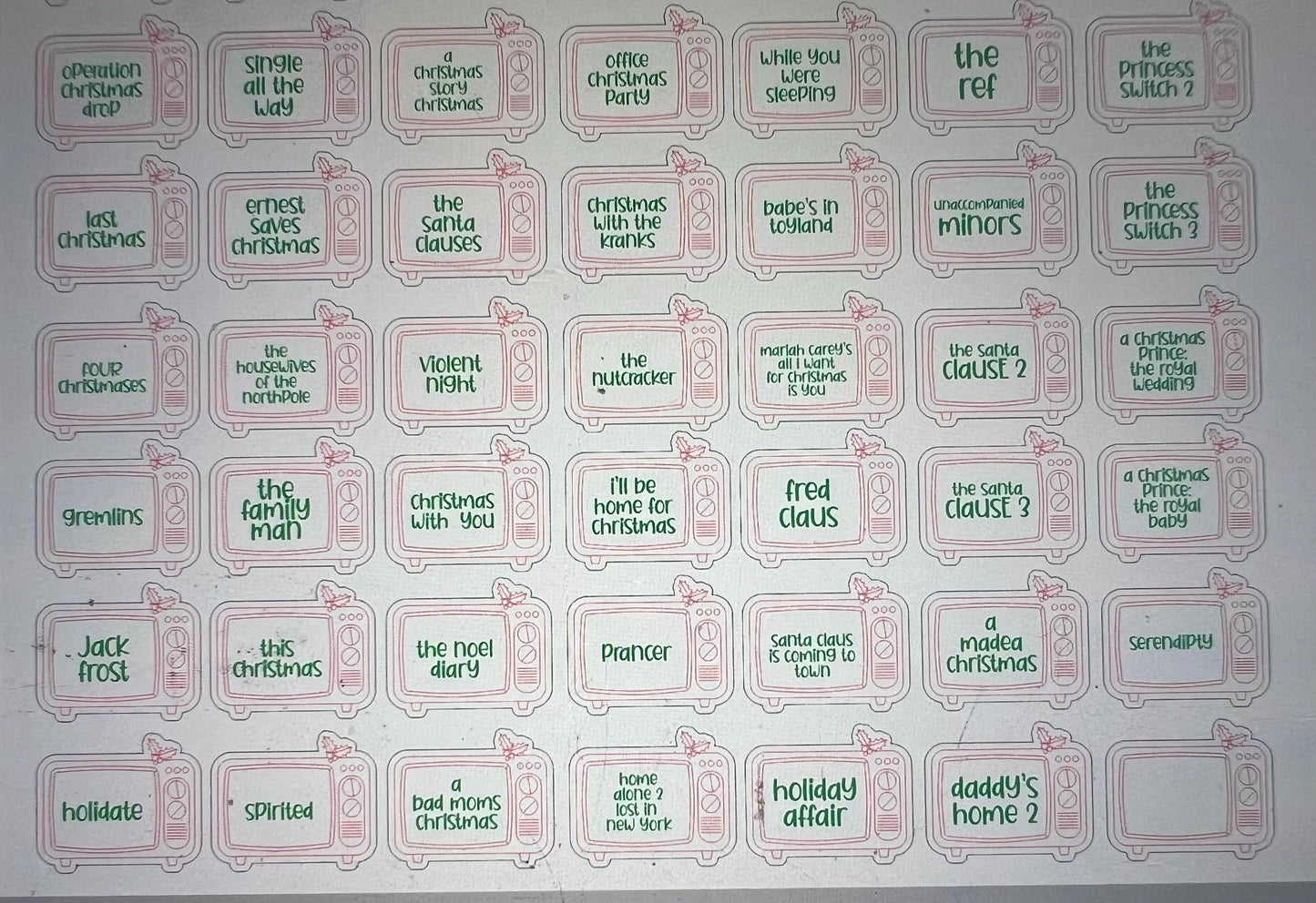 Christmas Movie Tokens, Christmas Countdown, Movie Bucket list, Advent Calendar tokens,Family Activity, Fun for kids, Christmas Elf idea