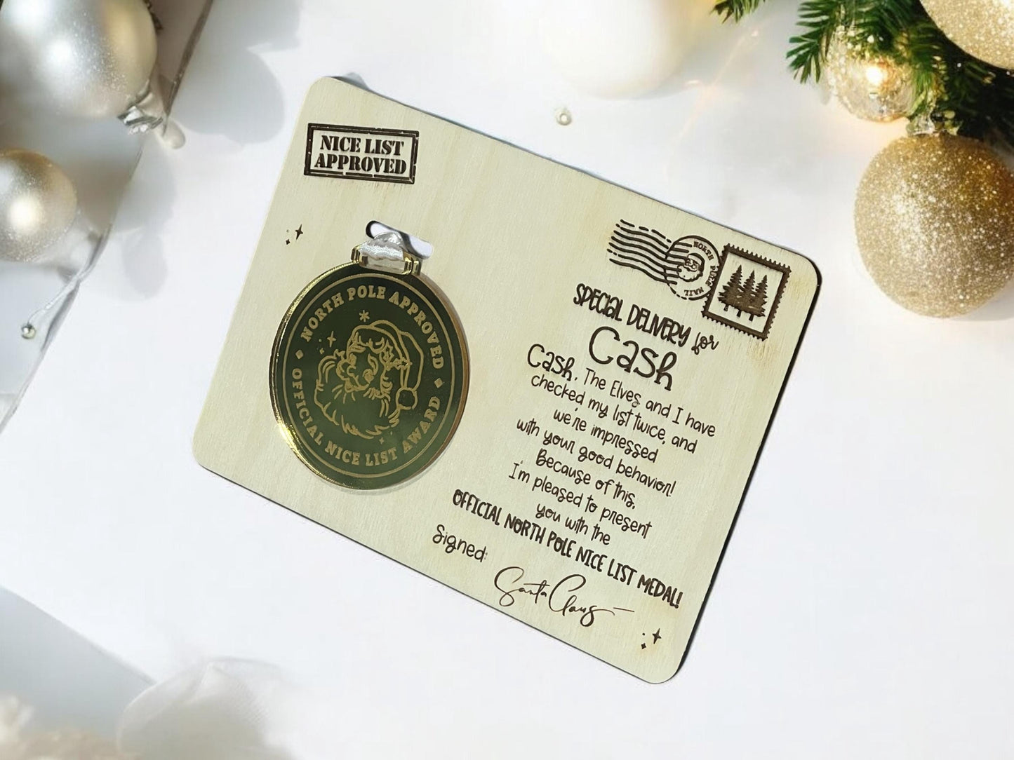 Personalized Santa Token/Medal/Award, Santa Nice list Award, Elf accessories, Christmas Eve Gift, Santa Gift, Christmas Nice List 2024