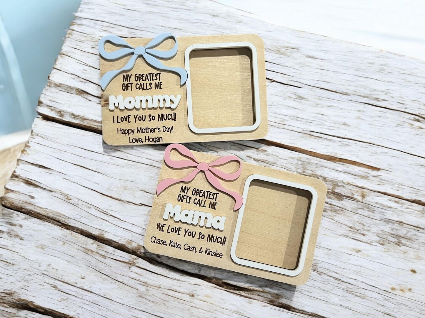 Personalized Mother's Day Picture Frame Magnet, Gift for Mom, Gift for Dad, Gift for Grandma, New Mom Gifts, Wooden Magnet Photo Frame