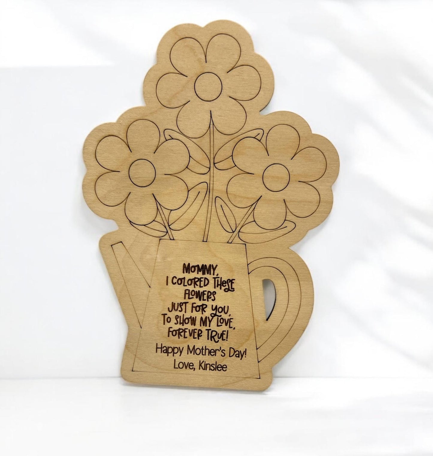 Personalized DIY Wooden Floral Bouquet Magnet or Easel Display, Gift for Mom/Dad/Grandparents, Mother's Day, Father's Day, DIY Mother's Day