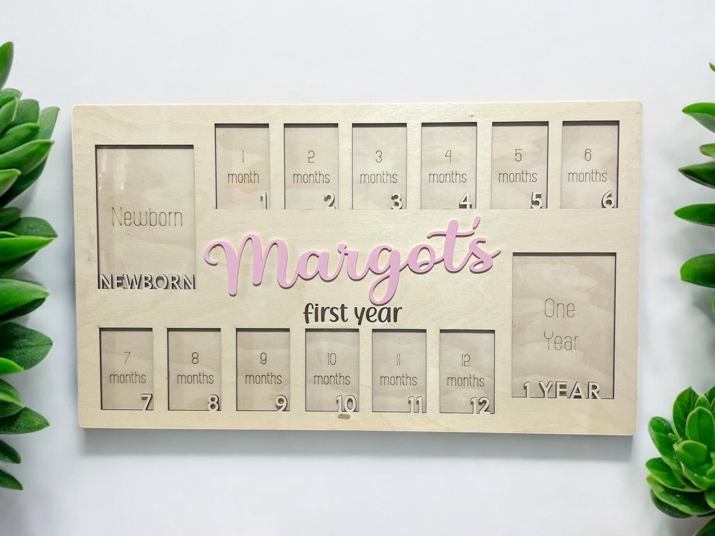 Newborn Milestone Photo Frame, Custom Photo Frame from Newborn to 1st Birthday,Baby Shower Gift, Keepsake Baby Photo Frame,1st year Keepsake