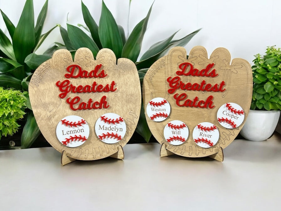 Personalized Baseball Greatest Catch Glove Sign - Custom Father's Day Gift