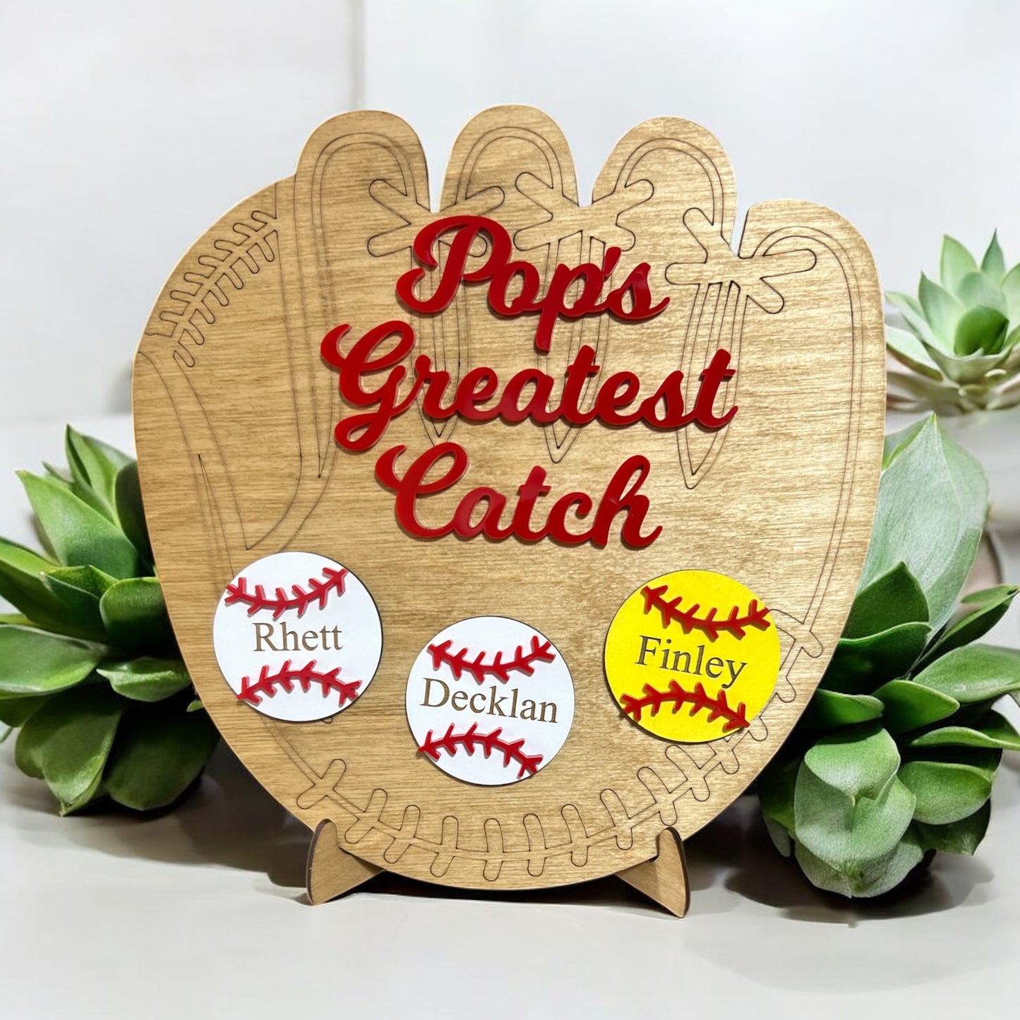 Personalized Baseball Greatest Catch Glove Sign - Custom Father's Day Gift