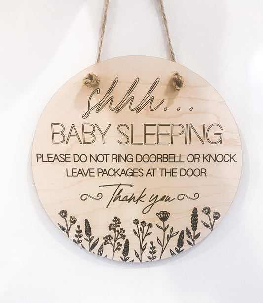 Shhh Baby Sleeping Front Door Sign