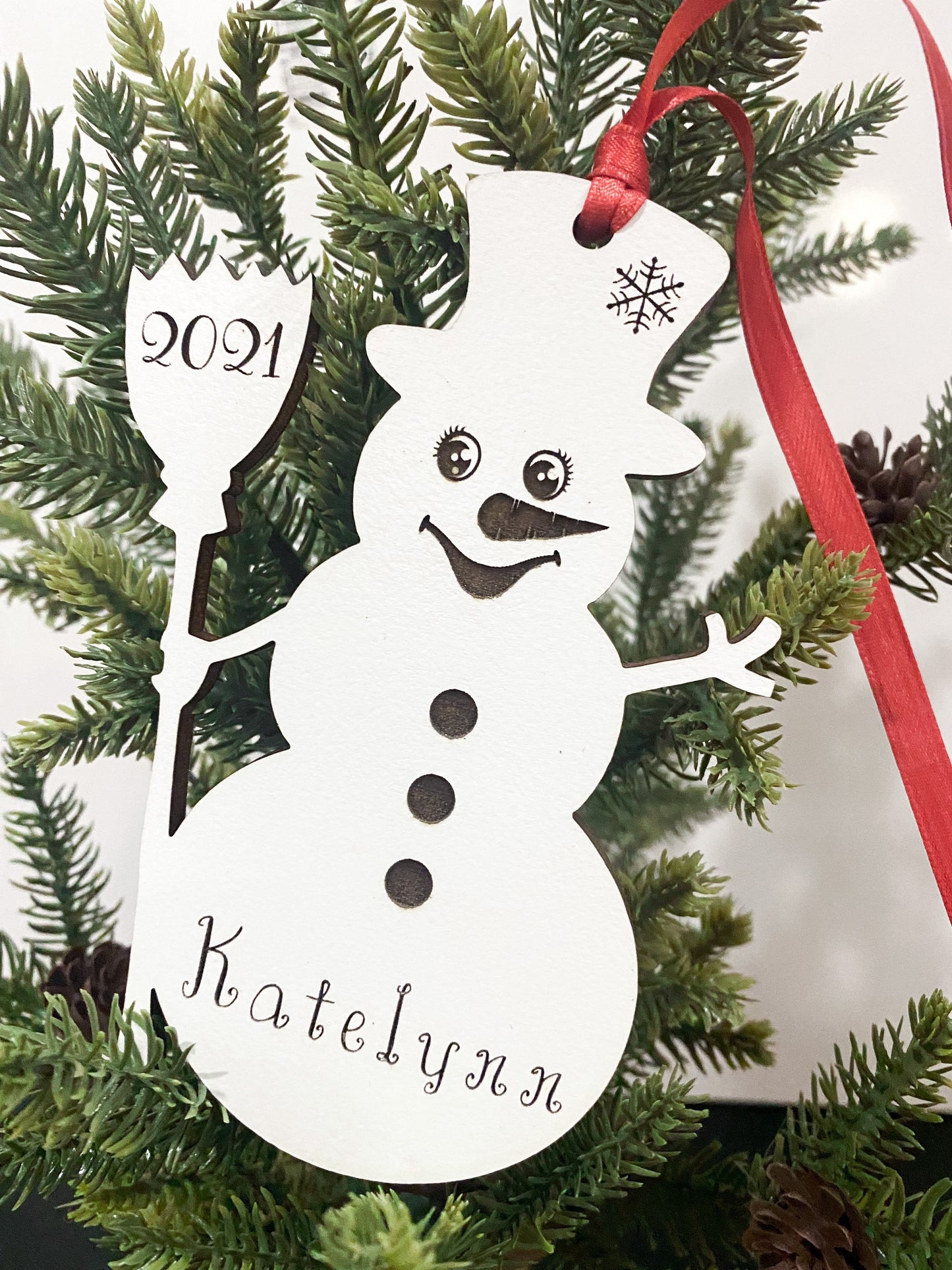 Personalized Snowman Height Ornament, Snowman Ornament, 2023 Ornament, Gift for kids, Custom Height Ornament, Ribbon Christmas Ornament kids
