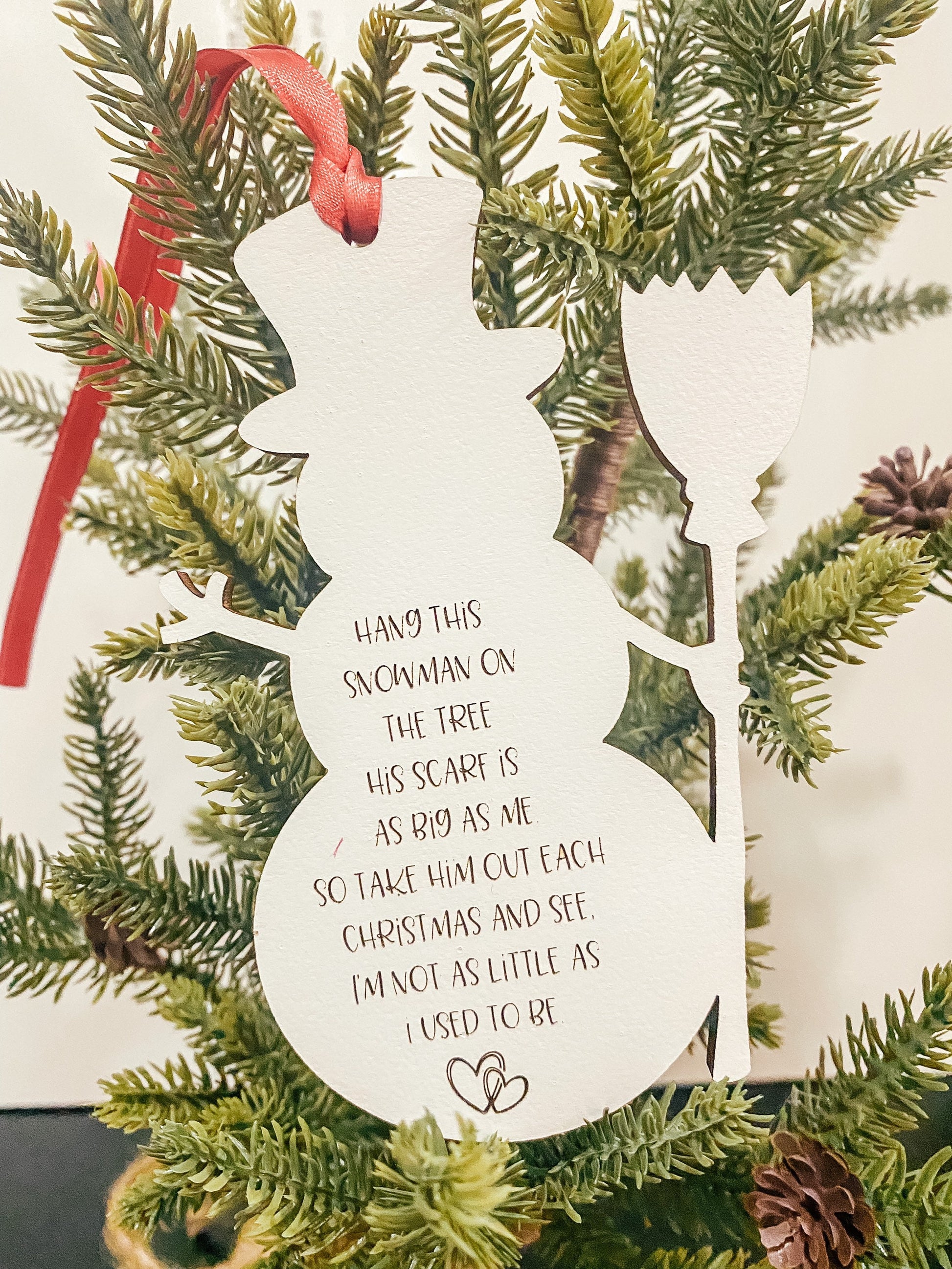 Personalized Snowman Height Ornament, Snowman Ornament, 2023 Ornament, Gift for kids, Custom Height Ornament, Ribbon Christmas Ornament kids