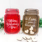 Mason Jar with Wooden Hearts Valentines, Anniversary Gift