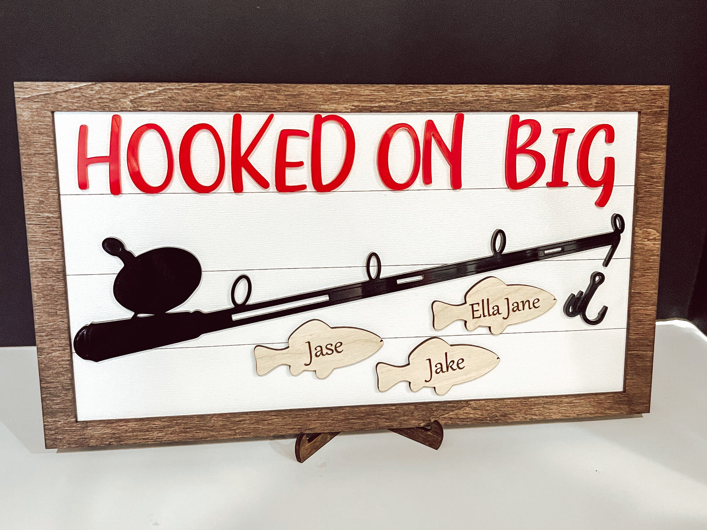 2025 Hooked On Custom Fishing Frame, Wood Fishing Sign, Gift for Him, Gift for Her, Fishing Gift, Sports Sign, Grandparent Gift, Unique Gift