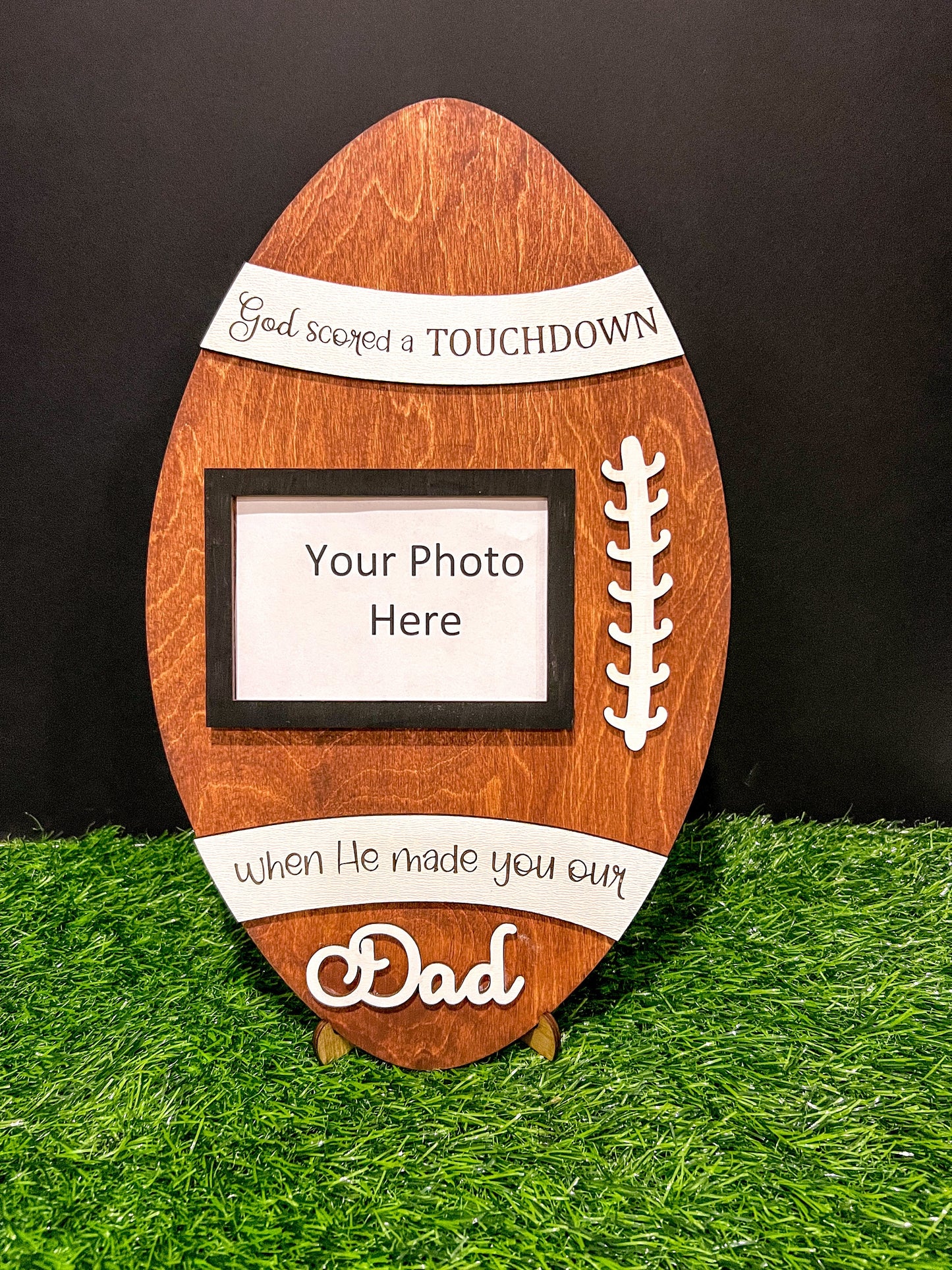 Personalized Football Frame, Father's Day 2025, Sports Photo Frame, Gift for Him/Her, Grandparents Gift, Custom Wood Frame, Birthday Gift
