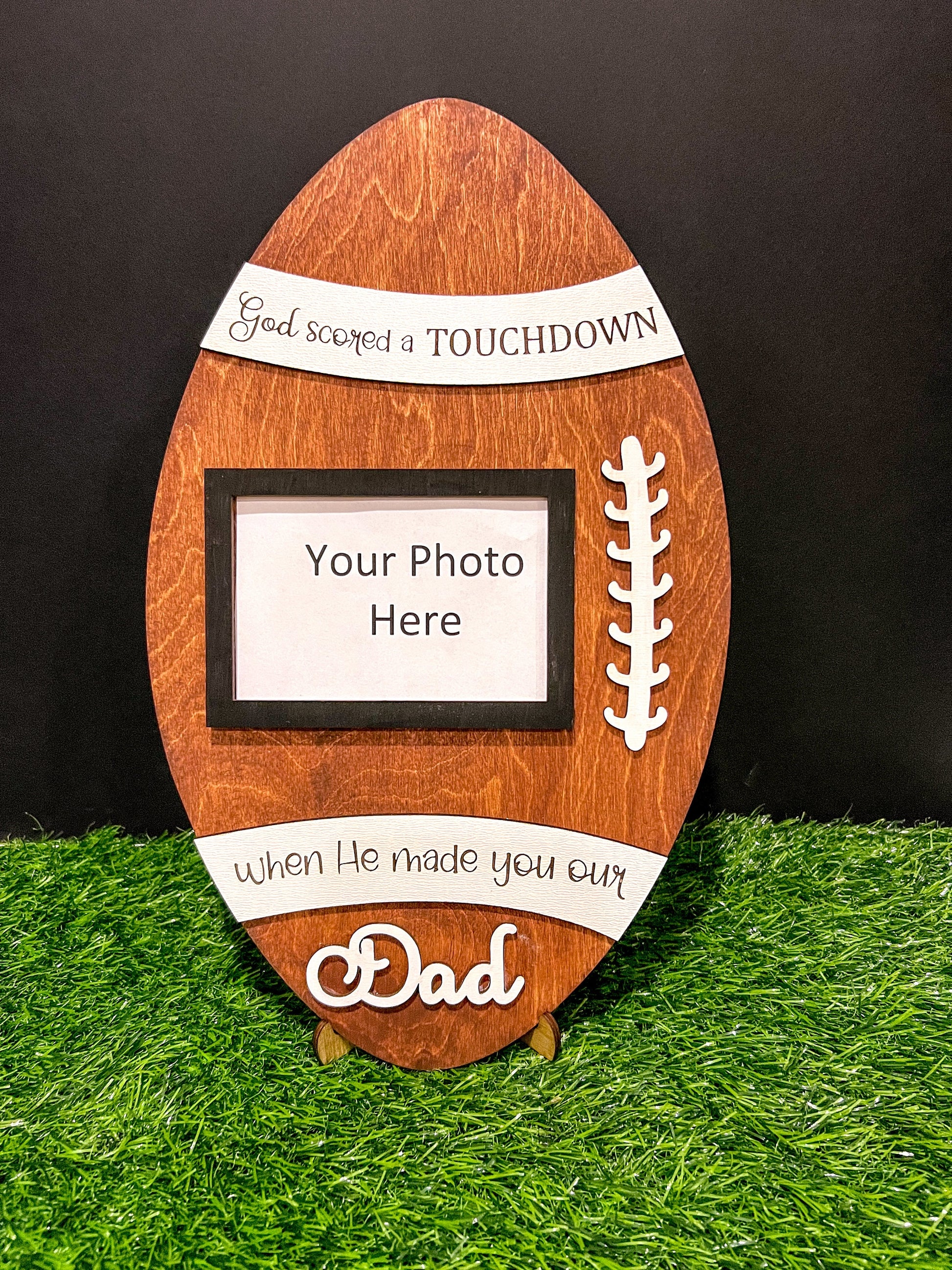 Personalized Football Frame, Father's Day 2025, Sports Photo Frame, Gift for Him/Her, Grandparents Gift, Custom Wood Frame, Birthday Gift