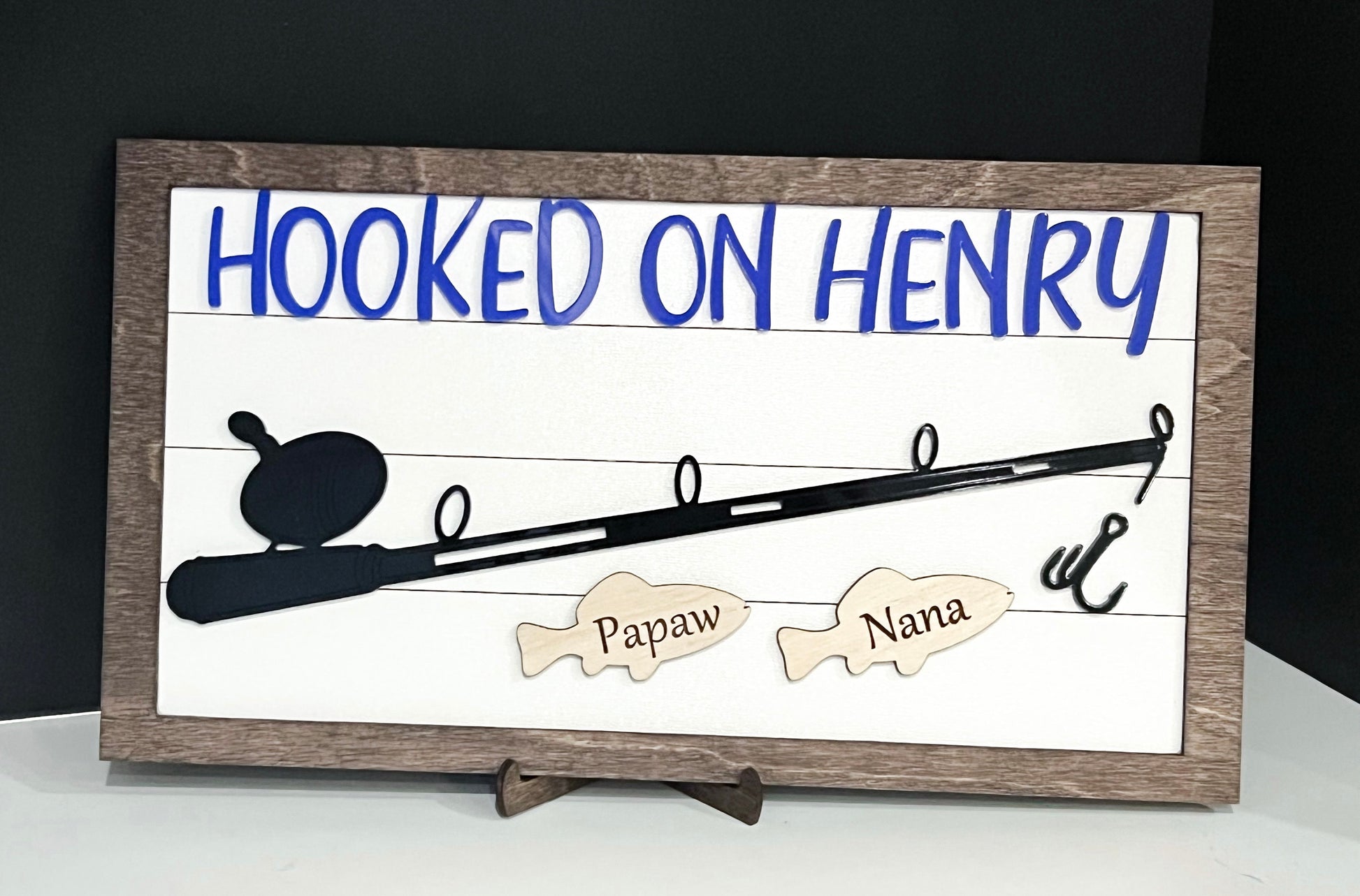2025 Hooked On Custom Fishing Frame, Wood Fishing Sign, Gift for Him, Gift for Her, Fishing Gift, Sports Sign, Grandparent Gift, Unique Gift