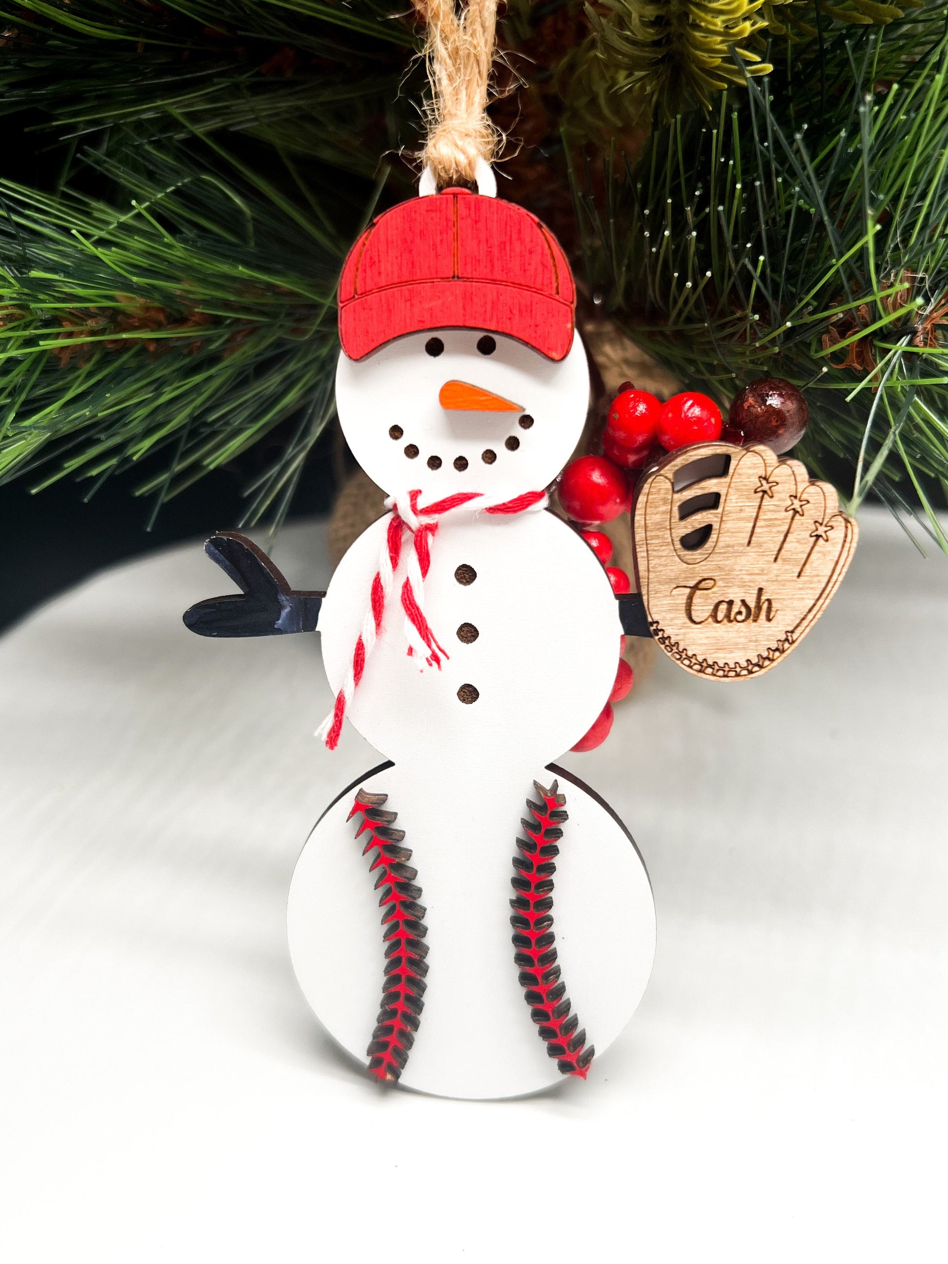 Personalized Baseball Snowman Ornament, Gift for Coach, Softball Gift, Baseball Ornament, Christmas Tree Decor, Snowman Ornament, Coach/kids