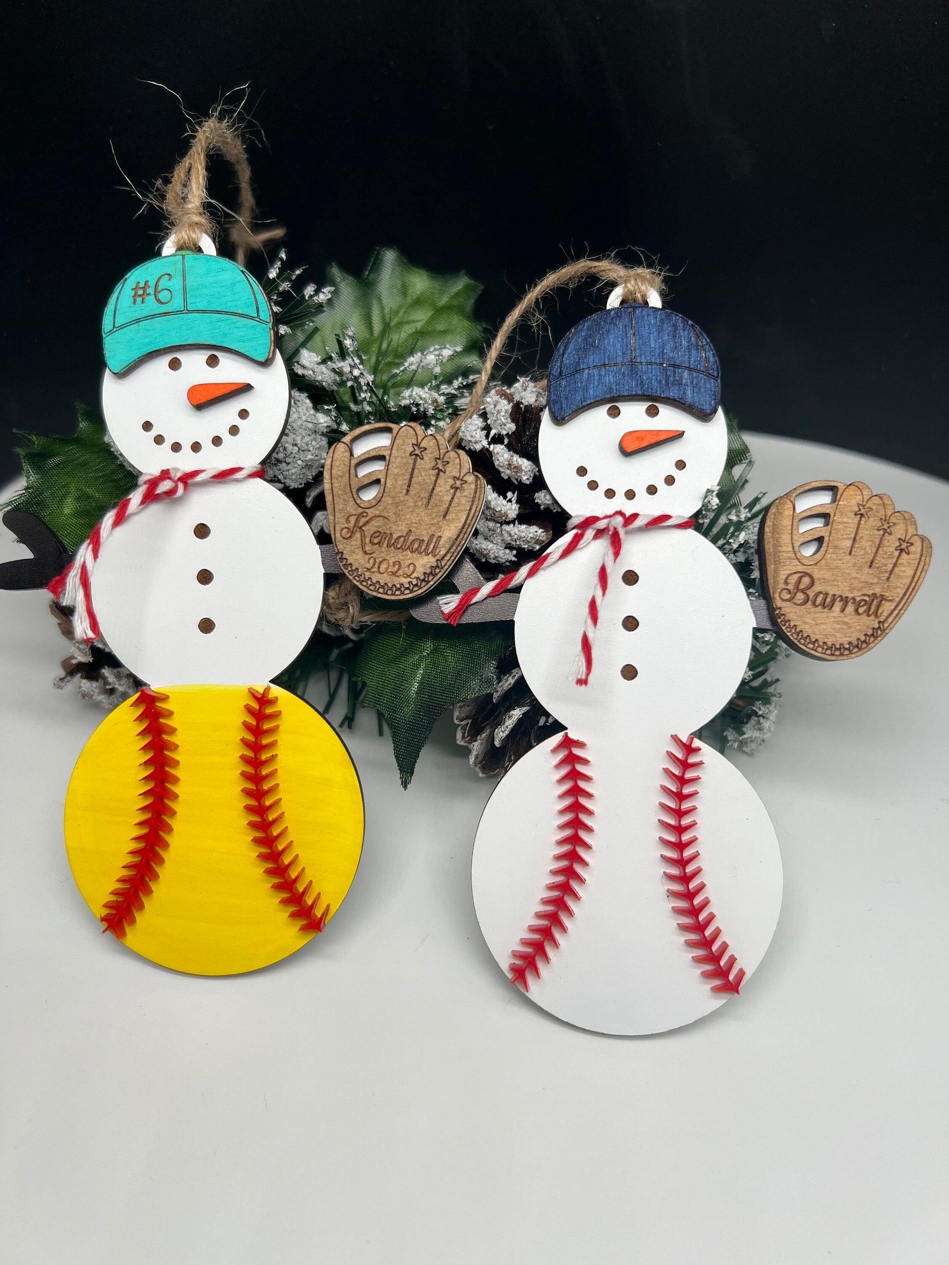 Personalized Baseball Snowman Ornament, Gift for Coach, Softball Gift, Baseball Ornament, Christmas Tree Decor, Snowman Ornament, Coach/kids
