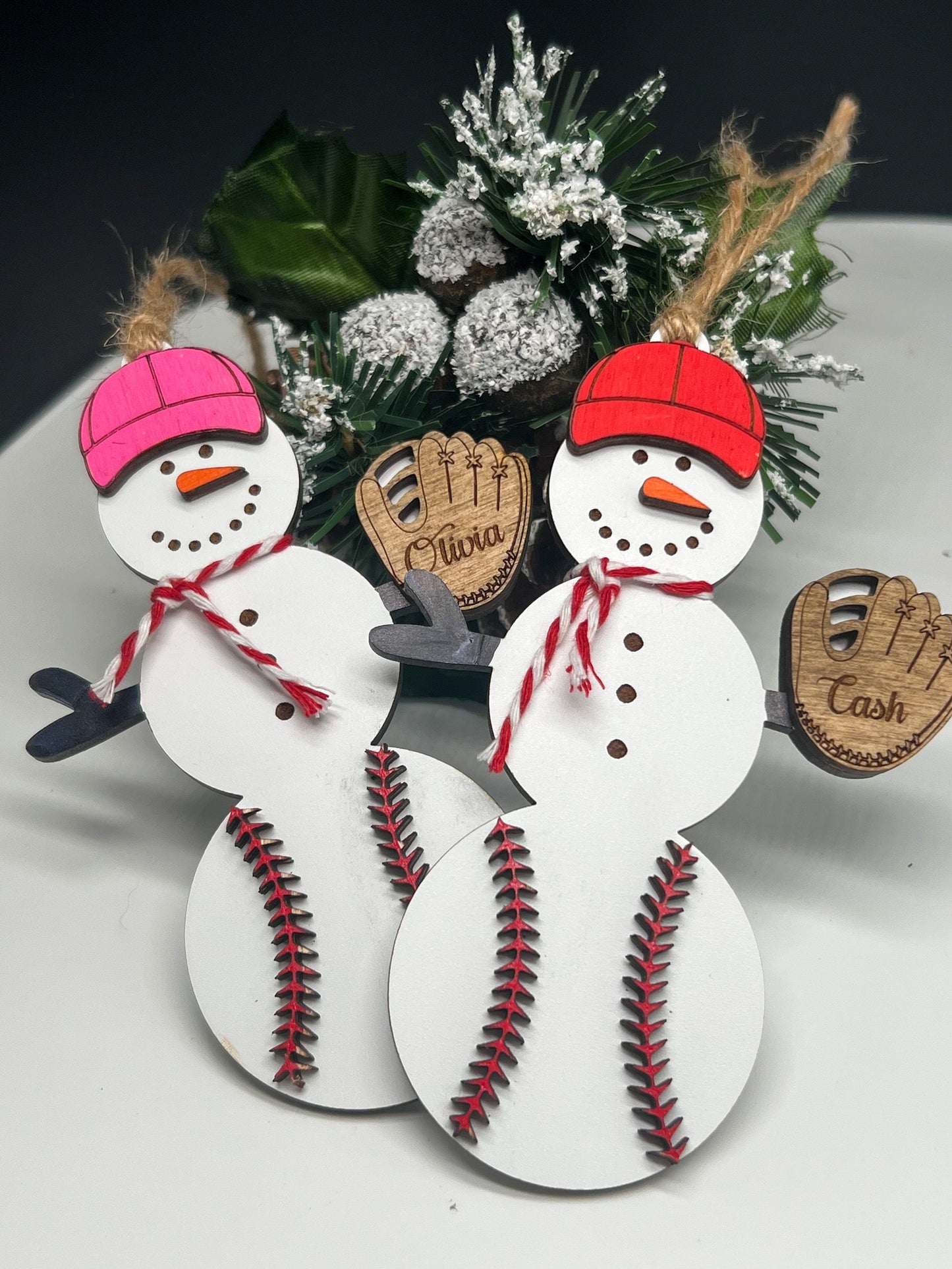 Personalized Baseball Snowman Ornament, Gift for Coach, Softball Gift, Baseball Ornament, Christmas Tree Decor, Snowman Ornament, Coach/kids