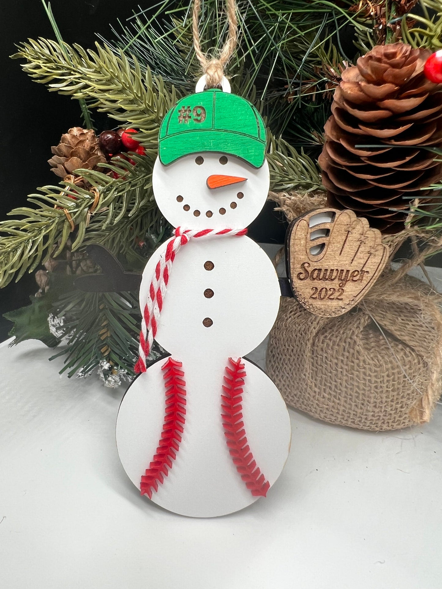 Personalized Baseball Snowman Ornament, Gift for Coach, Softball Gift, Baseball Ornament, Christmas Tree Decor, Snowman Ornament, Coach/kids
