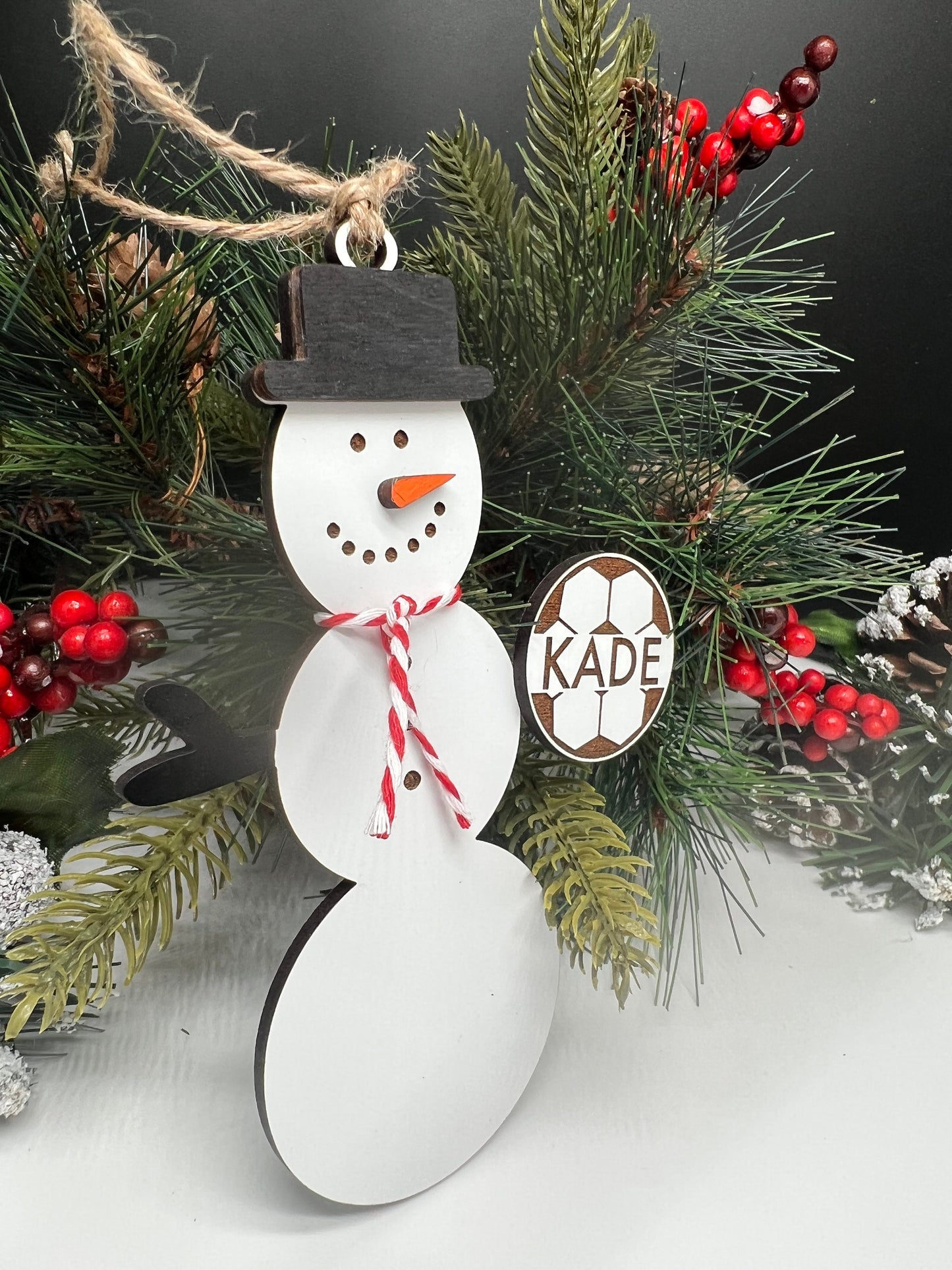 Personalized Soccer Snowman Ornament, Gift for Coaches, Gift for Teams, Soccer Ornament, Snowman Ornament, Christmas Tree Decor, Soccer Gift