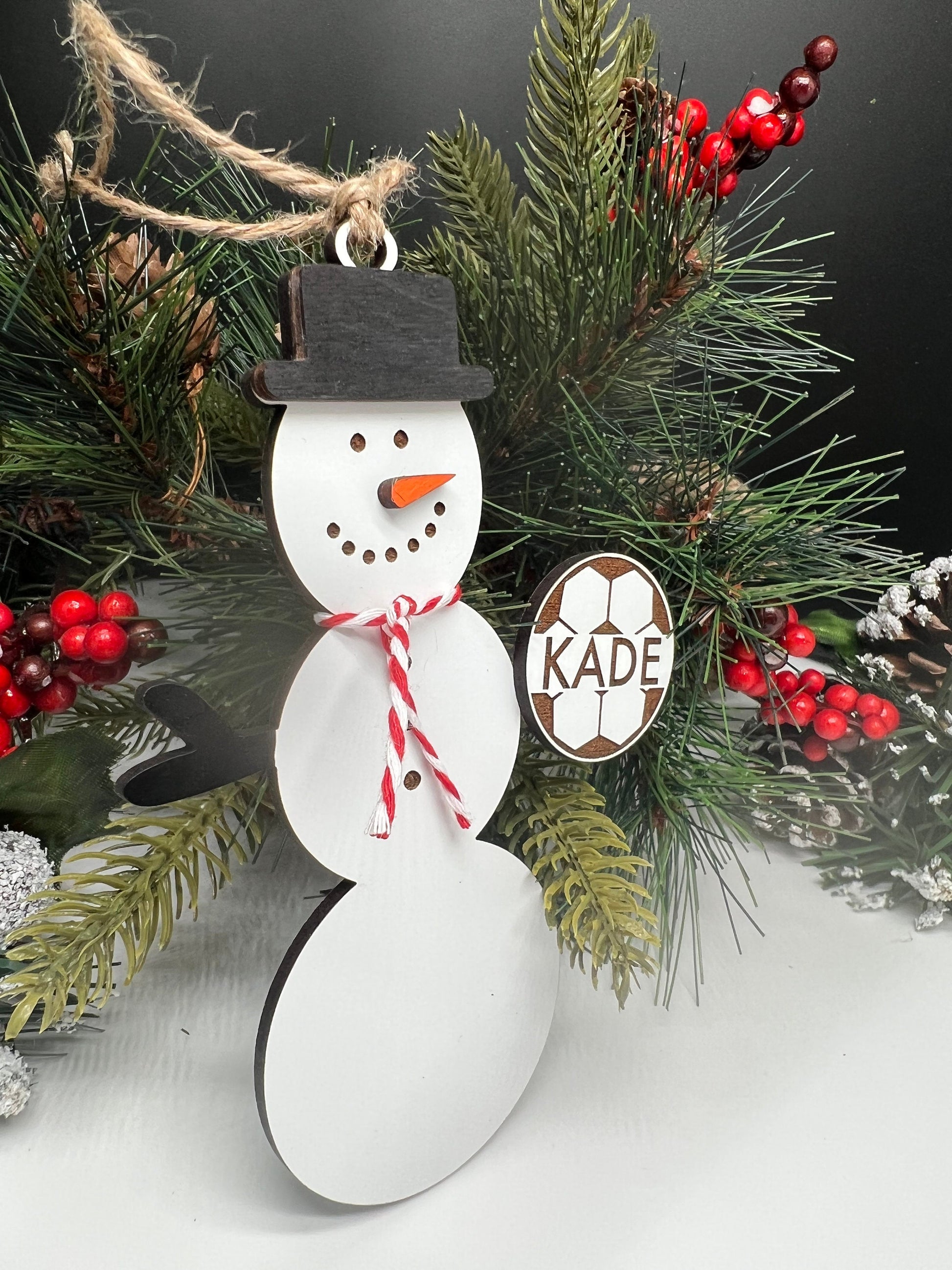Personalized Soccer Snowman Ornament, Gift for Coaches, Gift for Teams, Soccer Ornament, Snowman Ornament, Christmas Tree Decor, Soccer Gift
