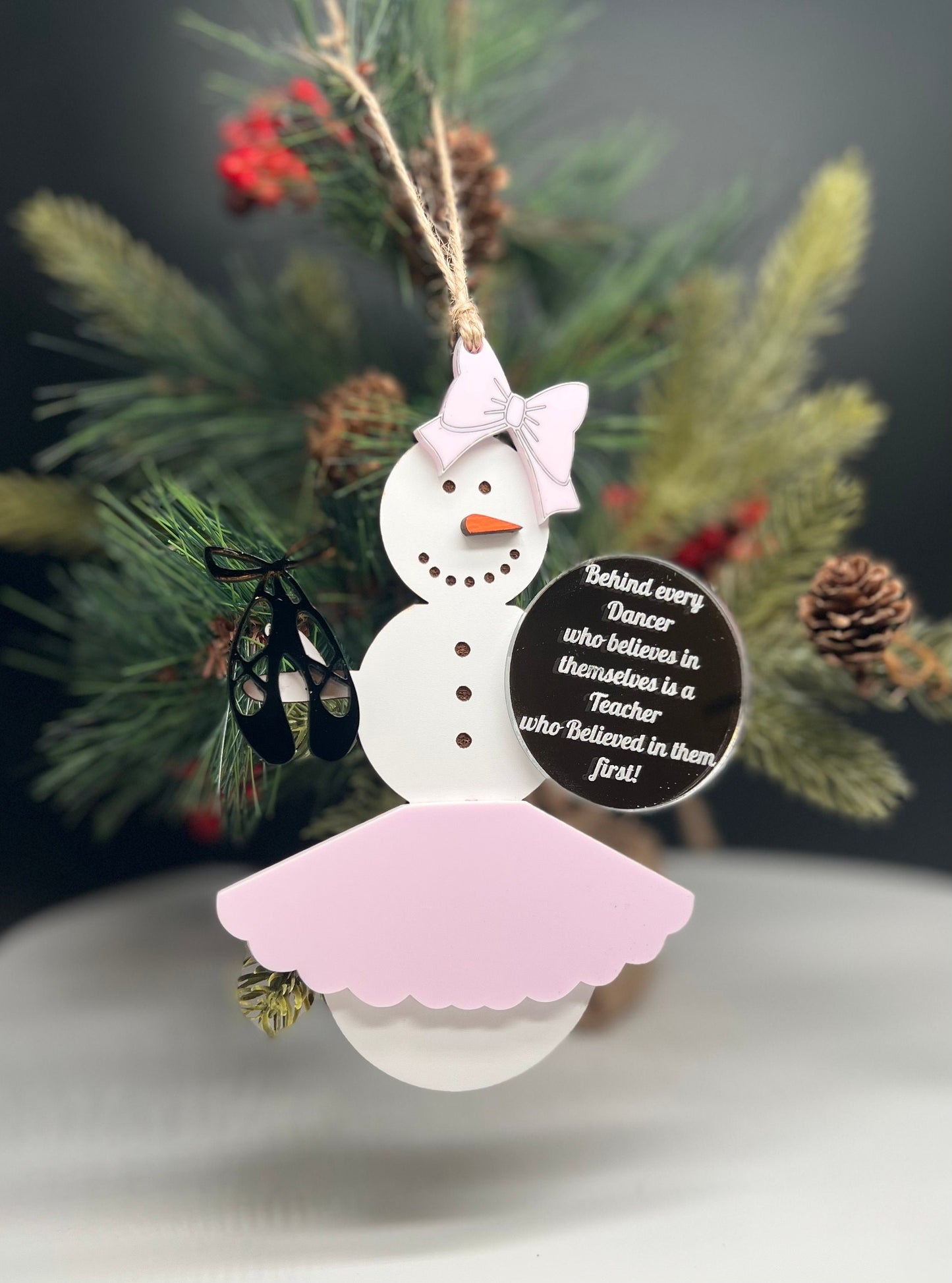 Ballet/Dancer Teacher Snowman Ornament, Teacher Ornament, Christmas Ornament, Gift for Her, Gift for Teacher, Personalized Ballet Teacher