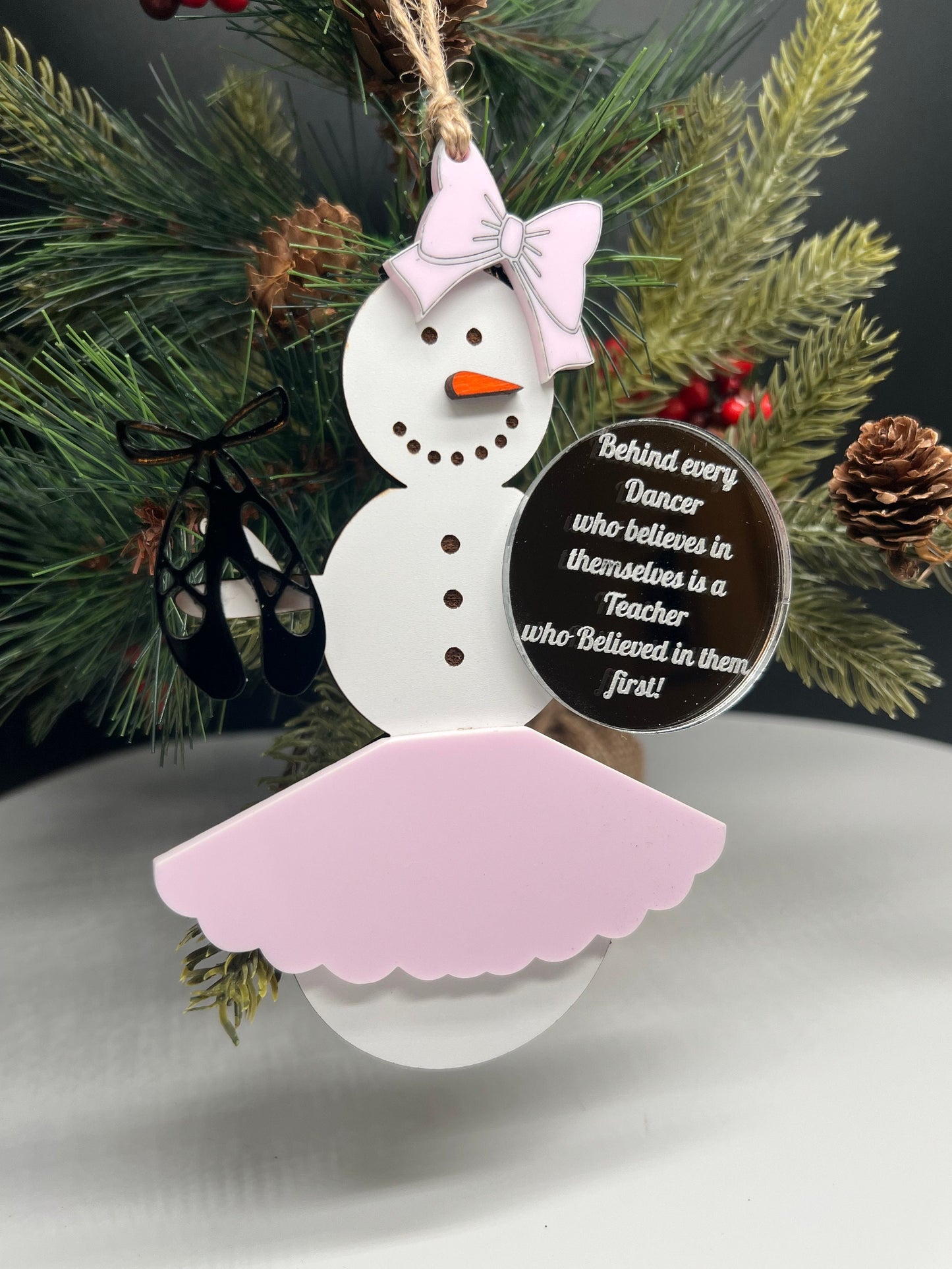 Ballet/Dancer Teacher Snowman Ornament, Teacher Ornament, Christmas Ornament, Gift for Her, Gift for Teacher, Personalized Ballet Teacher