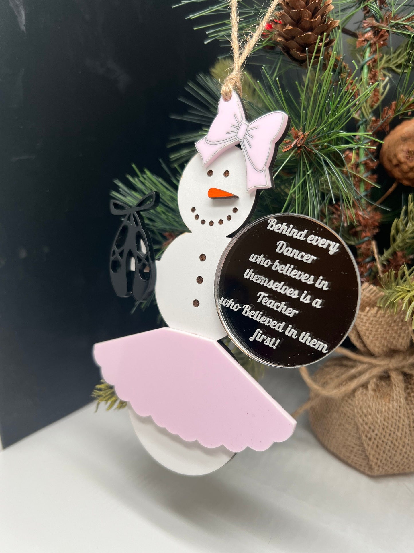 Ballet/Dancer Teacher Snowman Ornament, Teacher Ornament, Christmas Ornament, Gift for Her, Gift for Teacher, Personalized Ballet Teacher