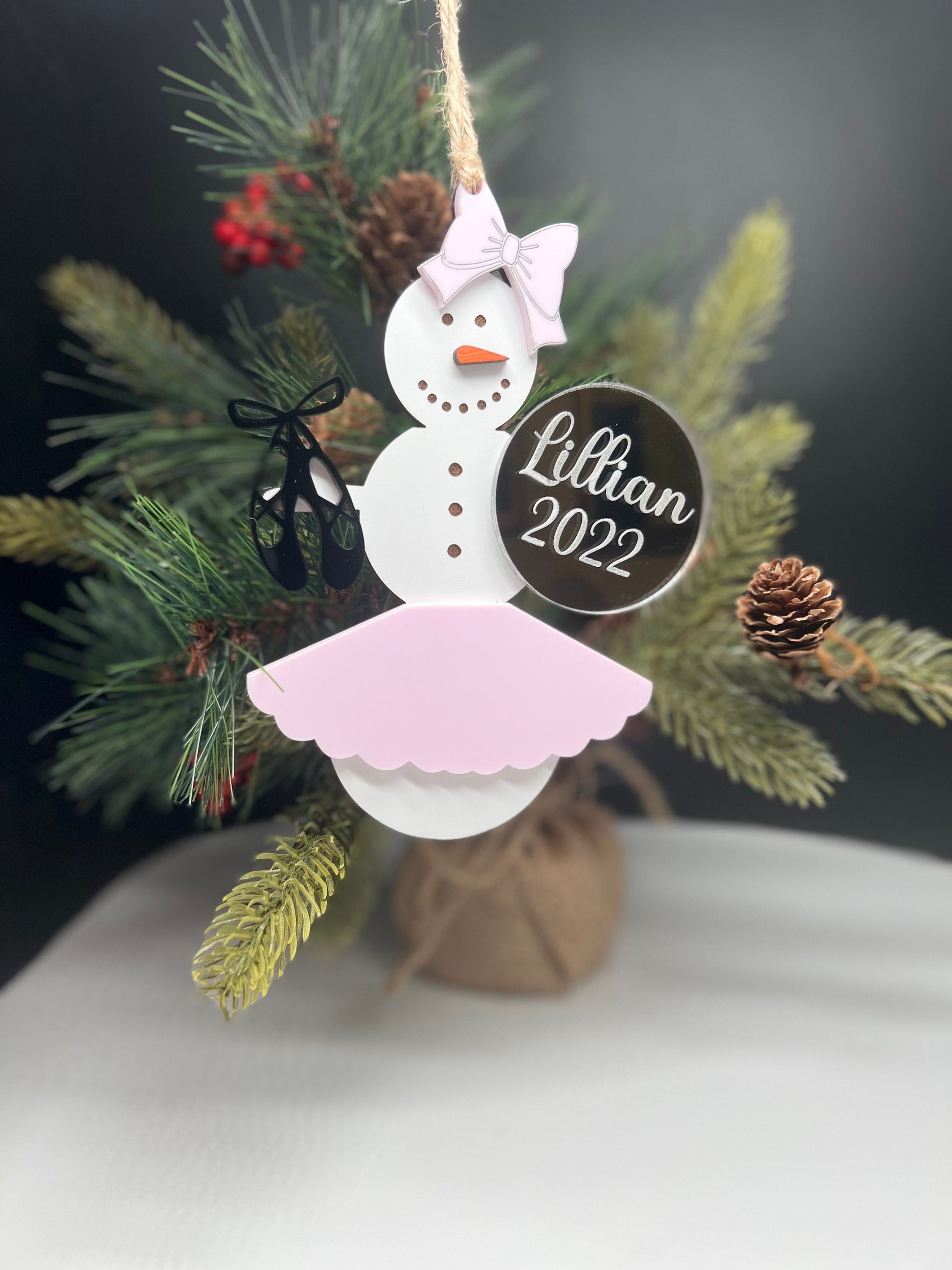 Personalized Dance/Ballet Snowman Ornament, Gift for her/teacher/daughter, Custom Ornament, Personalized Christmas Ornament,Snowman Ornament