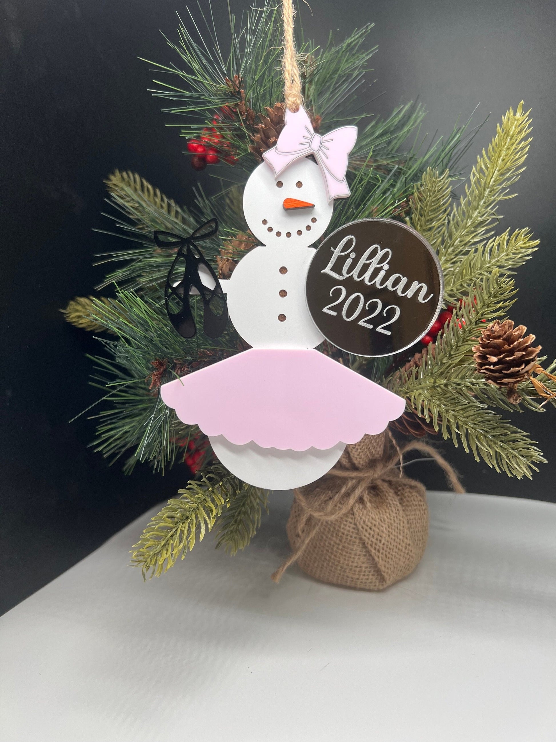 Personalized Dance/Ballet Snowman Ornament, Gift for her/teacher/daughter, Custom Ornament, Personalized Christmas Ornament,Snowman Ornament