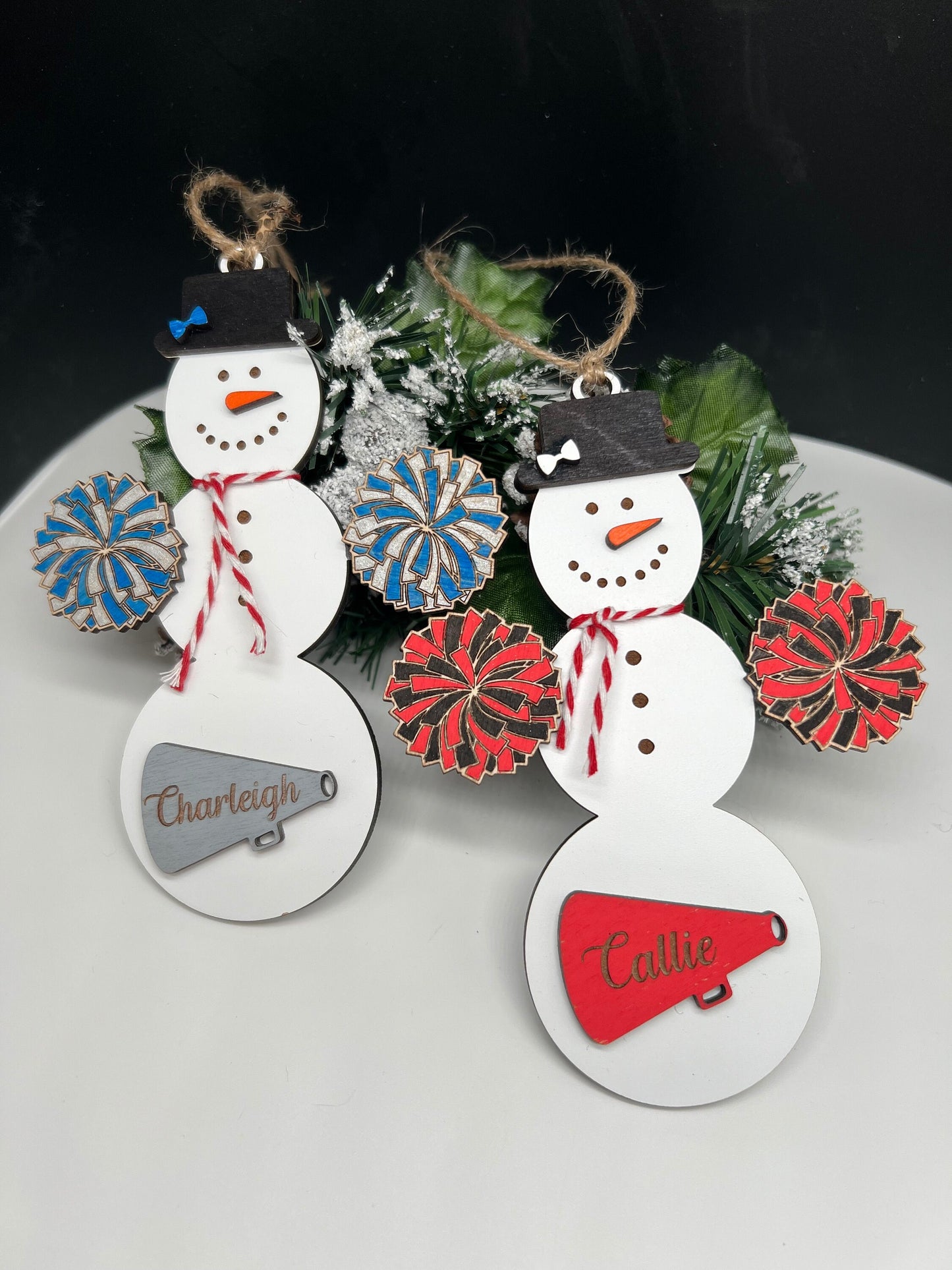Personalized Cheerleading Snowman Ornament, Christmas Snowman Ornament, Sports Ornament, Gift for Coach/kids, Cheer Gift, Custom Cheer Gift