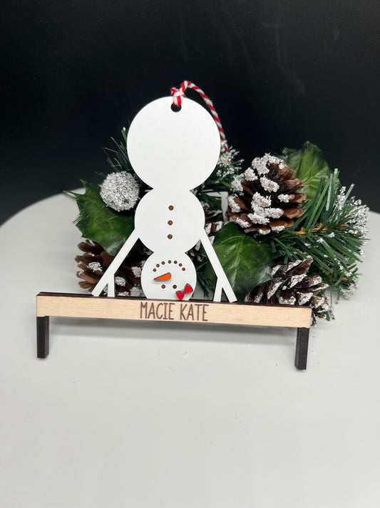 Personalized Gymnast Snowman Ornament, Snowman Ornament, Tree Ornament, Gift for Gymnast, Gymnastic Gift, Gift for Coach, Custom Snowman