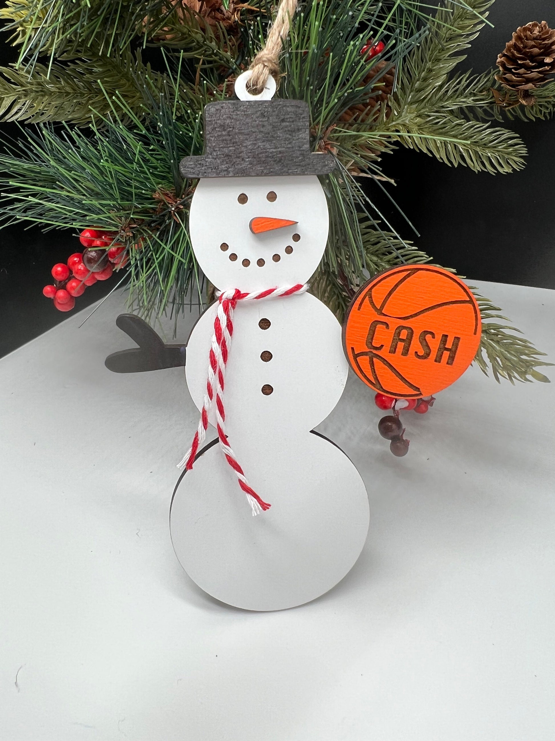 Personalized Basketball Snowman Ornament, Sports Ornament, Gift for Coach, Gift for Him, Gift for Kids, Basketball Gifts, Christmas Ornament