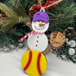 Personalized Softball Snowman Ornament, Gift for Coach, Softball Gift, Softball Ornament, Christmas Tree Decor, Snowman Ornament, Coach/kids