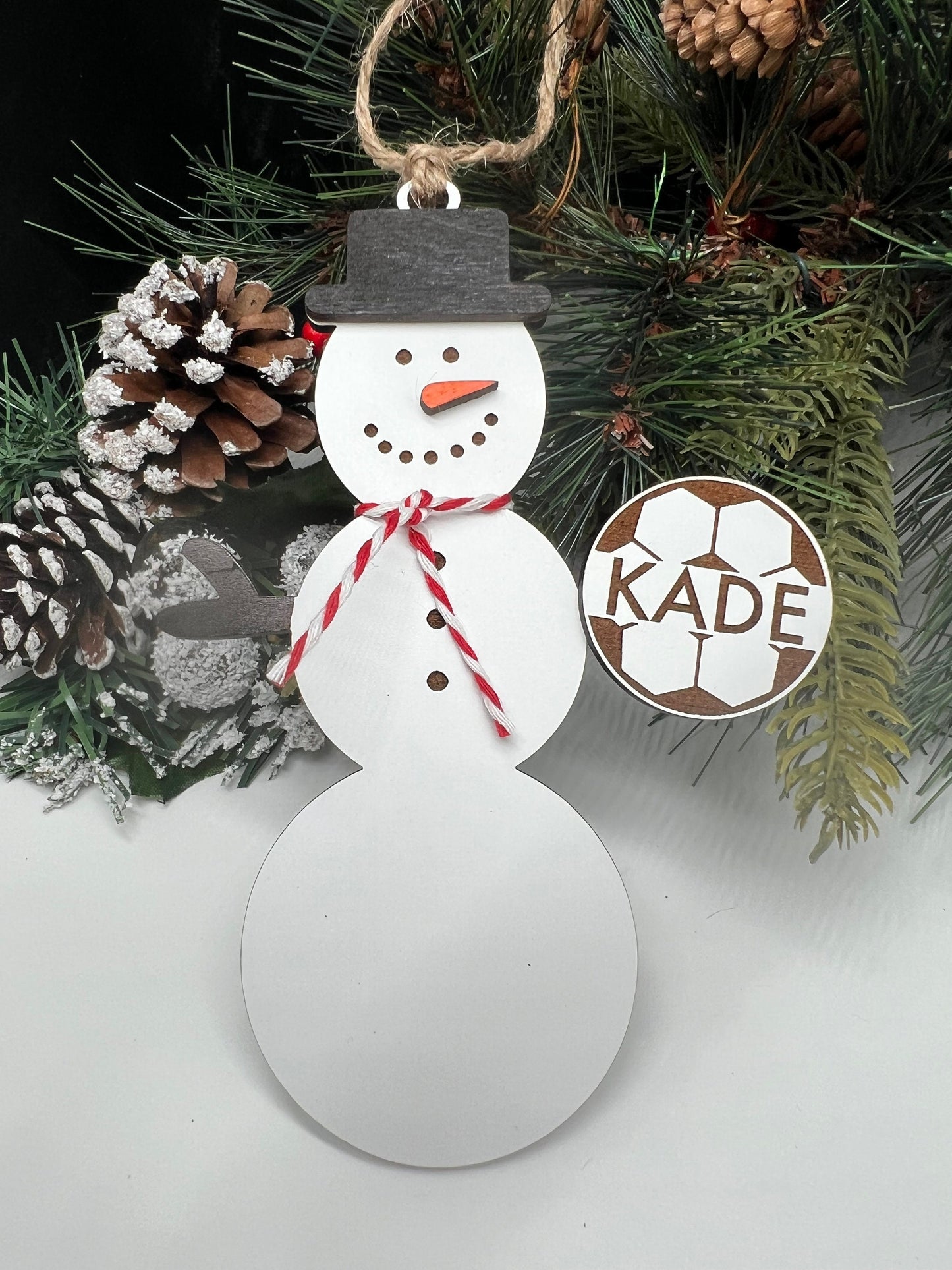 Personalized Soccer Snowman Ornament, Gift for Coaches, Gift for Teams, Soccer Ornament, Snowman Ornament, Christmas Tree Decor, Soccer Gift