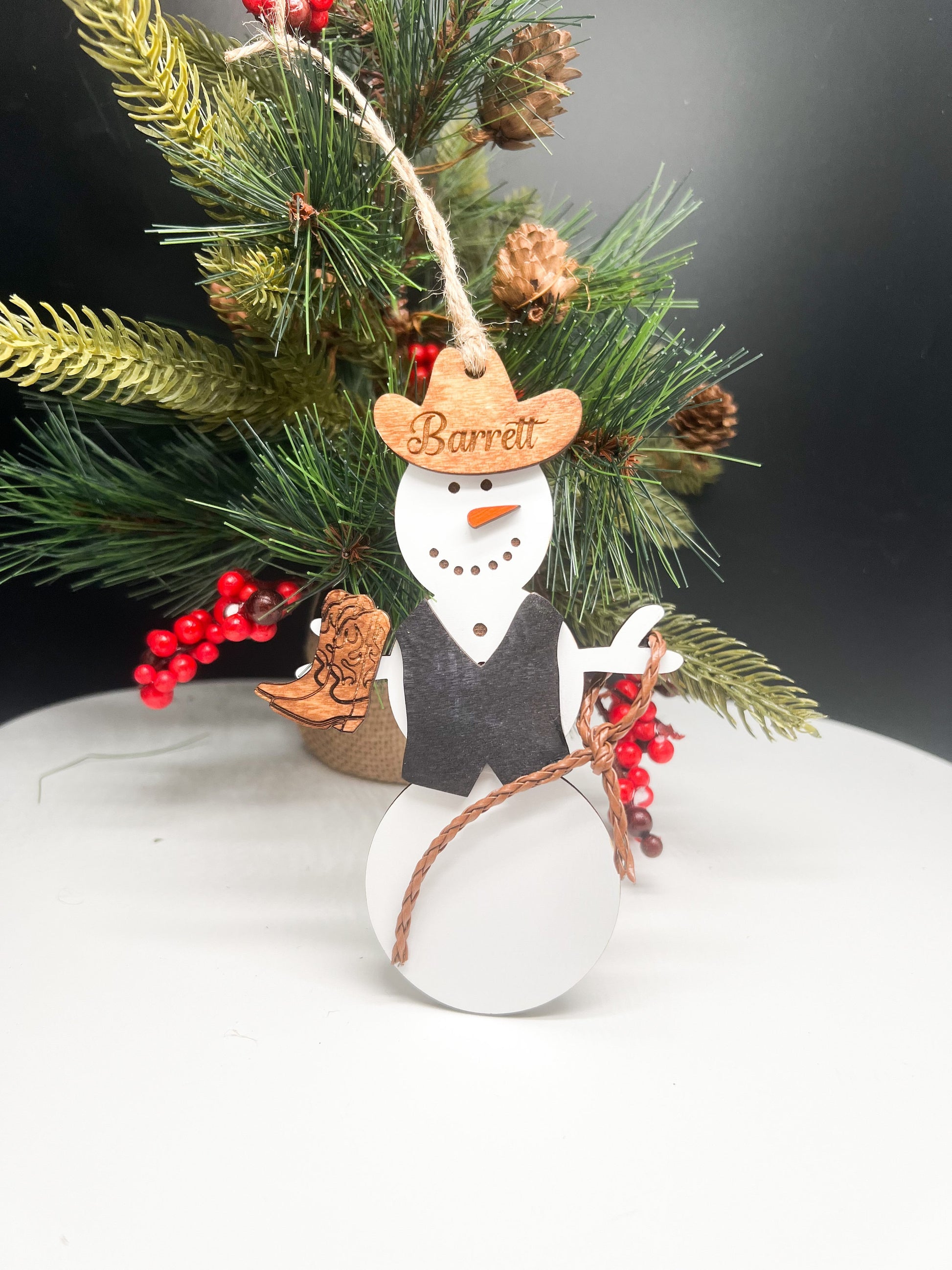 Personalized Cowboy/Cowgirl Snowman Ornament, Cowboy Ornament, Cowgirl Ornament, Snowman Ornament, Gift for Him, Gift for Her, Gift for Kids
