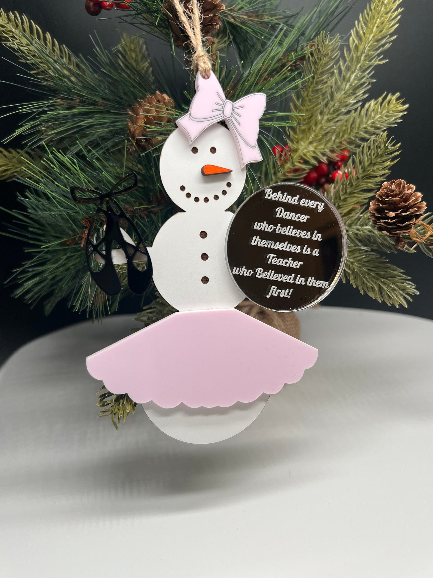 Ballet/Dancer Teacher Snowman Ornament, Teacher Ornament, Christmas Ornament, Gift for Her, Gift for Teacher, Personalized Ballet Teacher