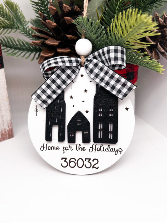 Zip Code Ornament, Home for the Holidays Gift, New Home Gift, Newlywed Gifts, Personalized Custom Zip Code Christmas Ornament Tree Decor