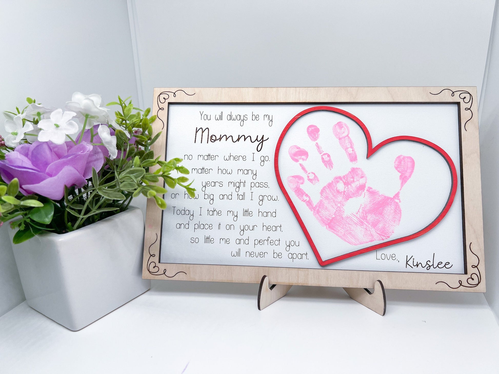 Personalized Handprint sign for Mom, Gift for Her, Mother's Day 2025, Gift for Grandparent's, Keepsake gifts, Handmade Mother's Day, New Mom