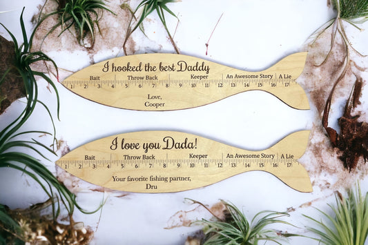 Personalized Fish Ruler, Father's Day, Fish Ruler Sign, Gift for Dad, Fishing Sign, Wooden Fish Ruler, Fish Measurement Sign for him