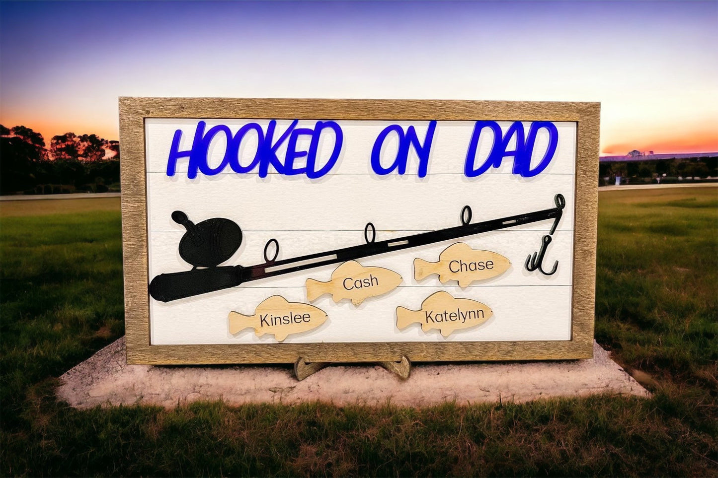 2025 Hooked On Custom Fishing Frame, Wood Fishing Sign, Gift for Him, Gift for Her, Fishing Gift, Sports Sign, Grandparent Gift, Unique Gift
