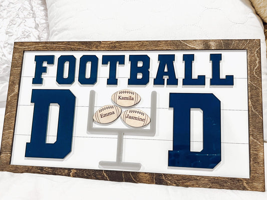 Personalized Football Sign, Father's Day 2025, Gift for him, First Father's Day, Gift for Grandparent, Sports Sign, Custom Sports Frame Dad