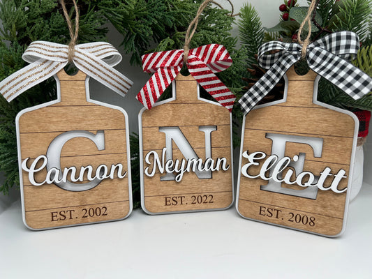 Personalized Cutting Board Ornament, Gift for Her, New Home Gift, Last Name Ornament, Monogram Ornament, Custom Ornament, Gift Ideas
