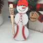 Personalized Baseball Snowman Ornament with Bat, Gift for Coach, Softball Gift, Custom Baseball Gift, Christmas Tree Decor, Snowman Ornament