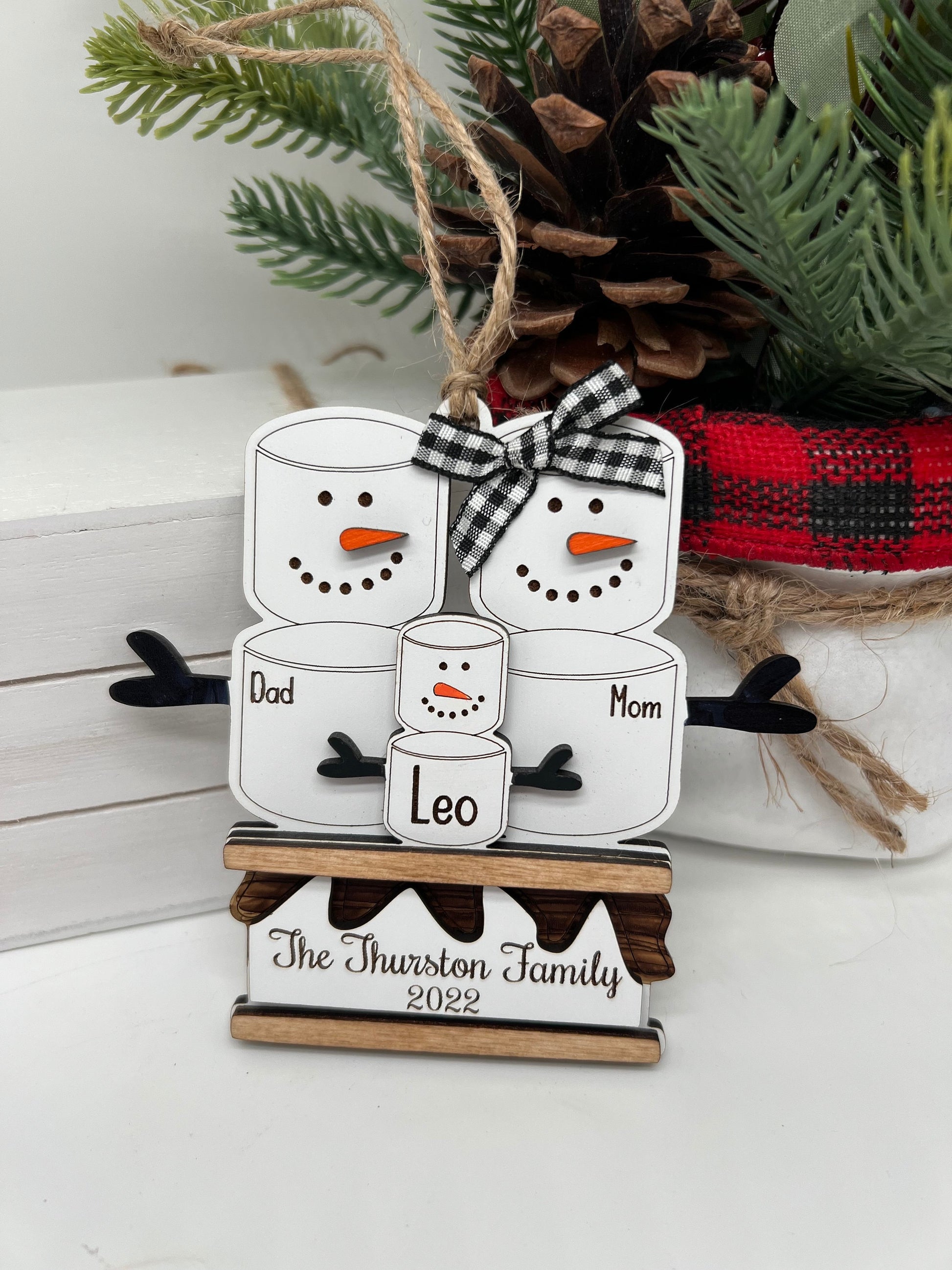 Personalized S'more Family Ornament, Personalized Christmas Ornament, Custom Family Ornament, First Christmas Ornament, Christmas Tree Decor