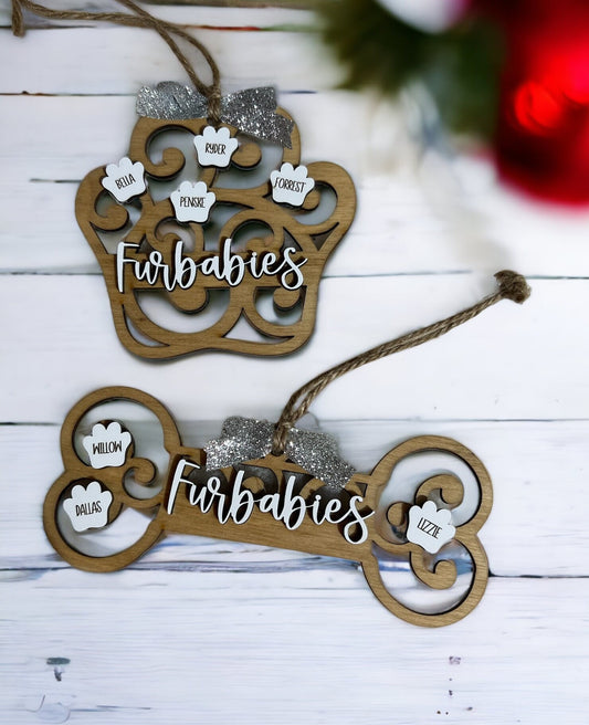Personalized Pet Christmas Ornaments, Dog Bone Ornament, Paw Print Ornament, Gift for Friend/Her/Him, Animal Lover Christmas Gift Ideas