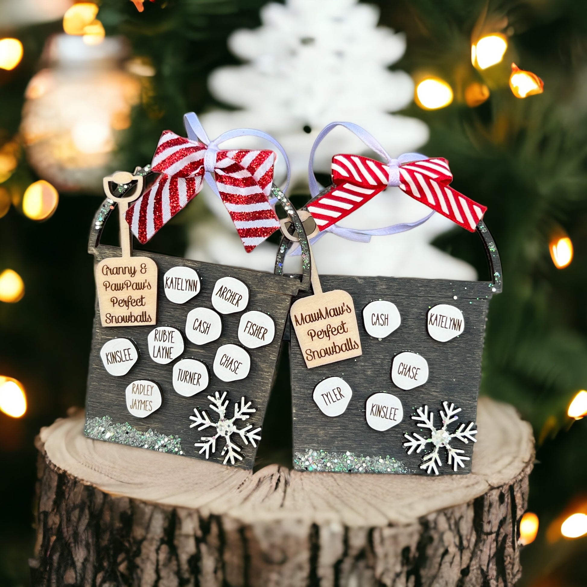 Custom Christmas Family Perfect Snowballs Ornament, Snowflake Ornament, Grandparent Ornament, Sand bucket Ornament, Custom 2023 Ornament