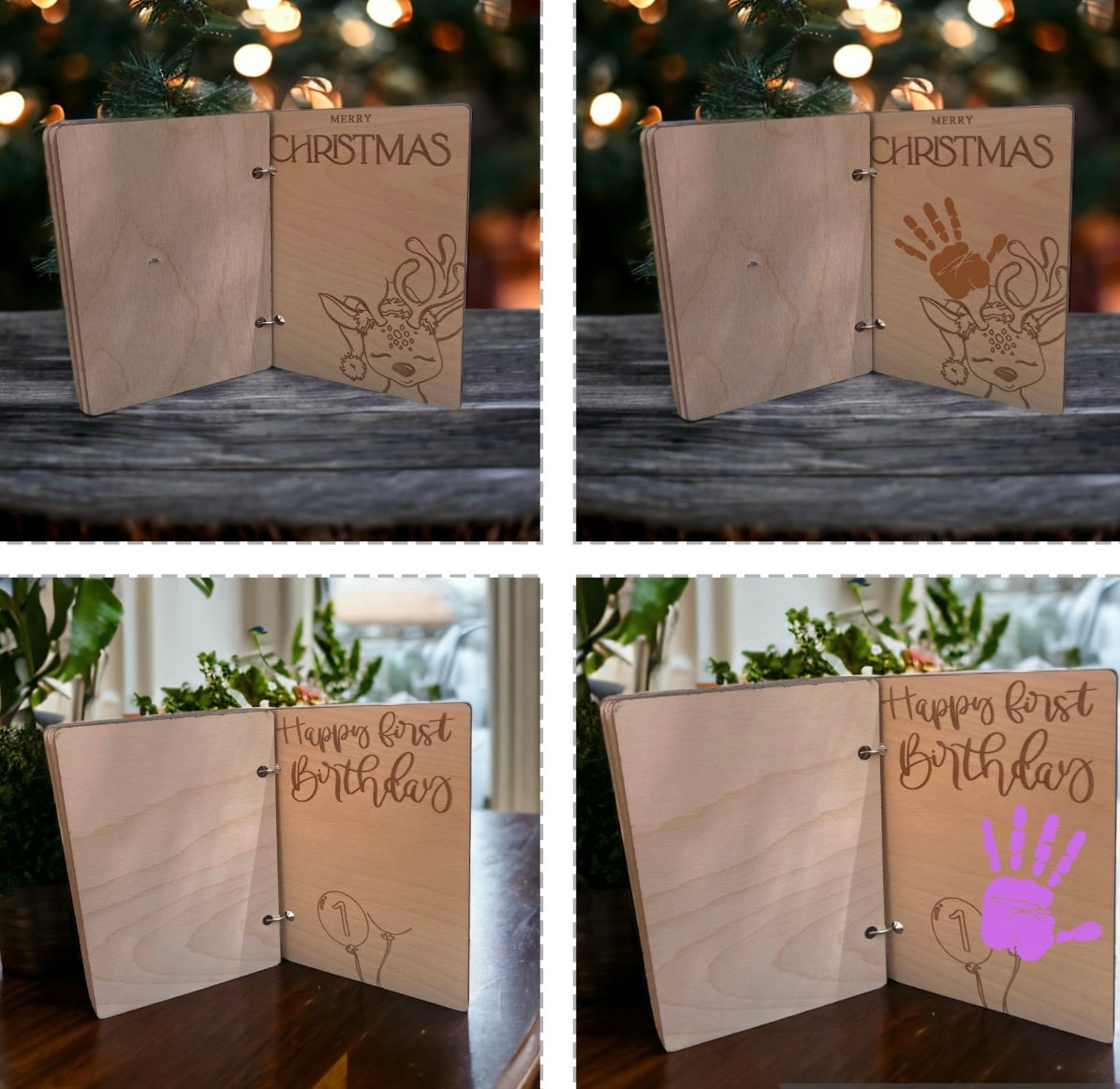 Personalized Year of Handprint/Footprint/Fingerprints Book, Baby Shower Gift, Baby Book, First Christmas Gift, Memory/Keepsake Book, New Mom