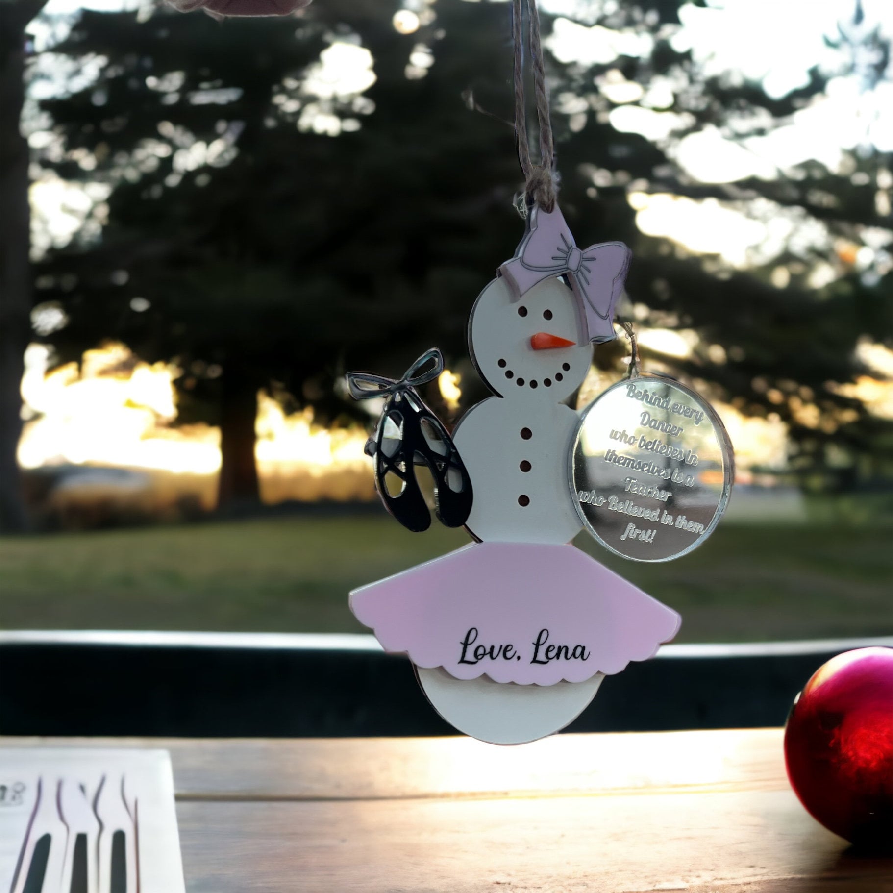 Ballet/Dancer Teacher Snowman Ornament, Teacher Ornament, Christmas Ornament, Gift for Her, Gift for Teacher, Personalized Ballet Teacher