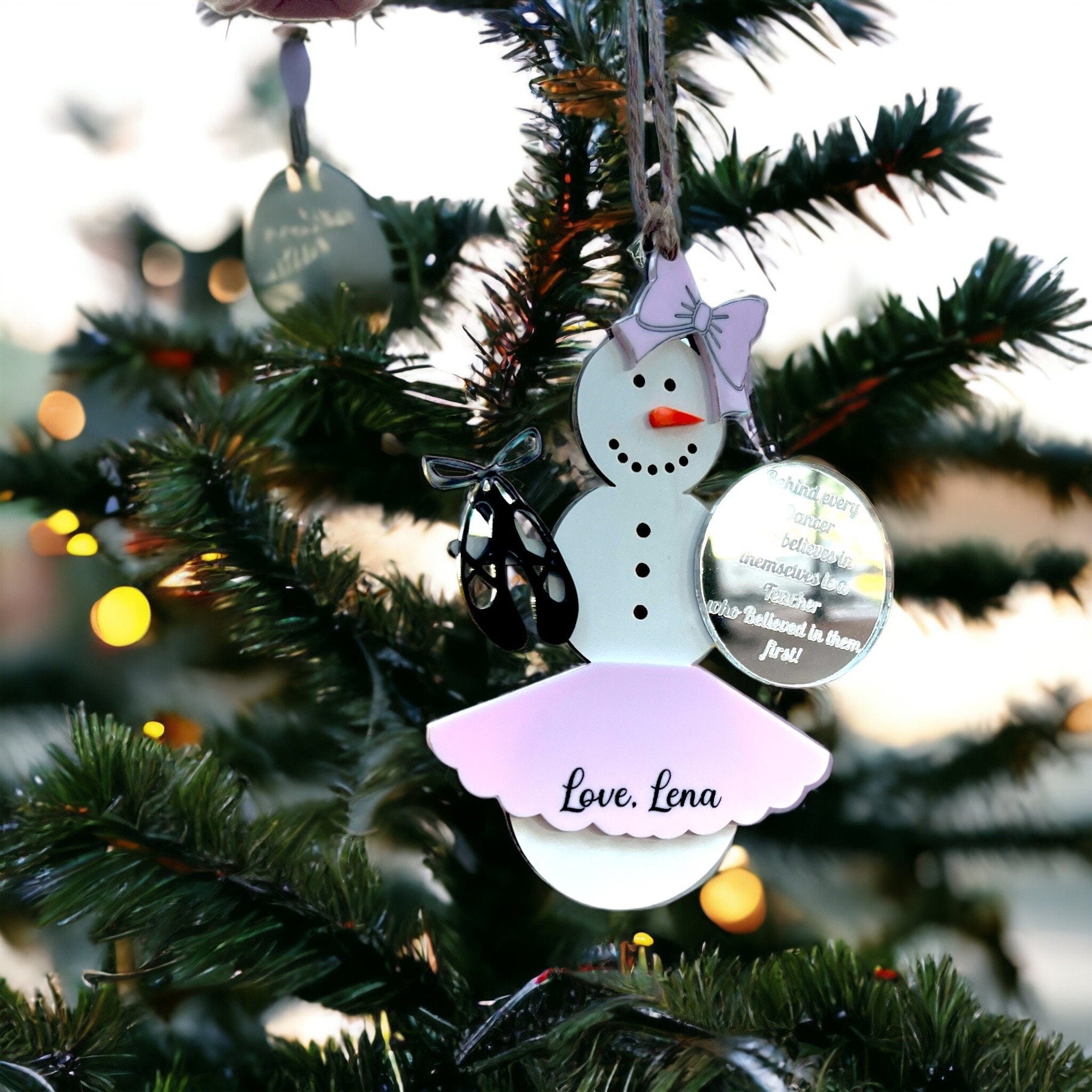 Ballet/Dancer Teacher Snowman Ornament, Teacher Ornament, Christmas Ornament, Gift for Her, Gift for Teacher, Personalized Ballet Teacher