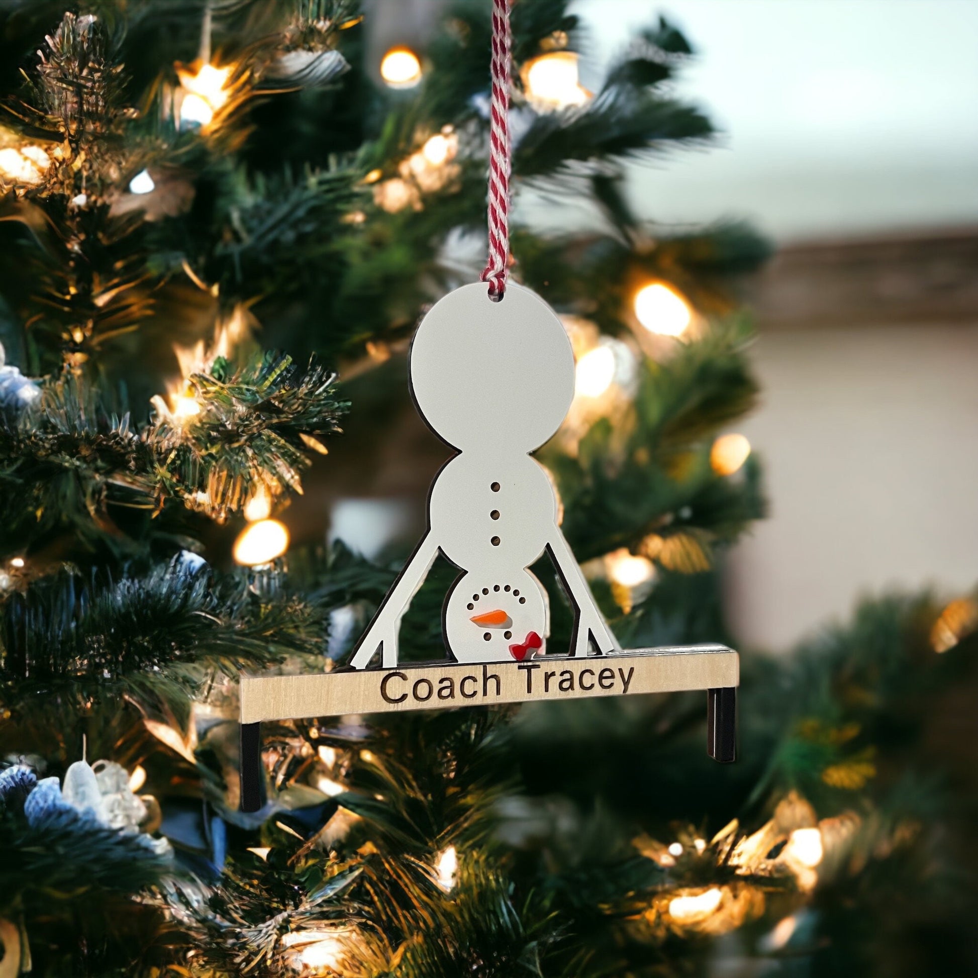 Personalized Gymnast Snowman Ornament, Snowman Ornament, Tree Ornament, Gift for Gymnast, Gymnastic Gift, Gift for Coach, Custom Snowman